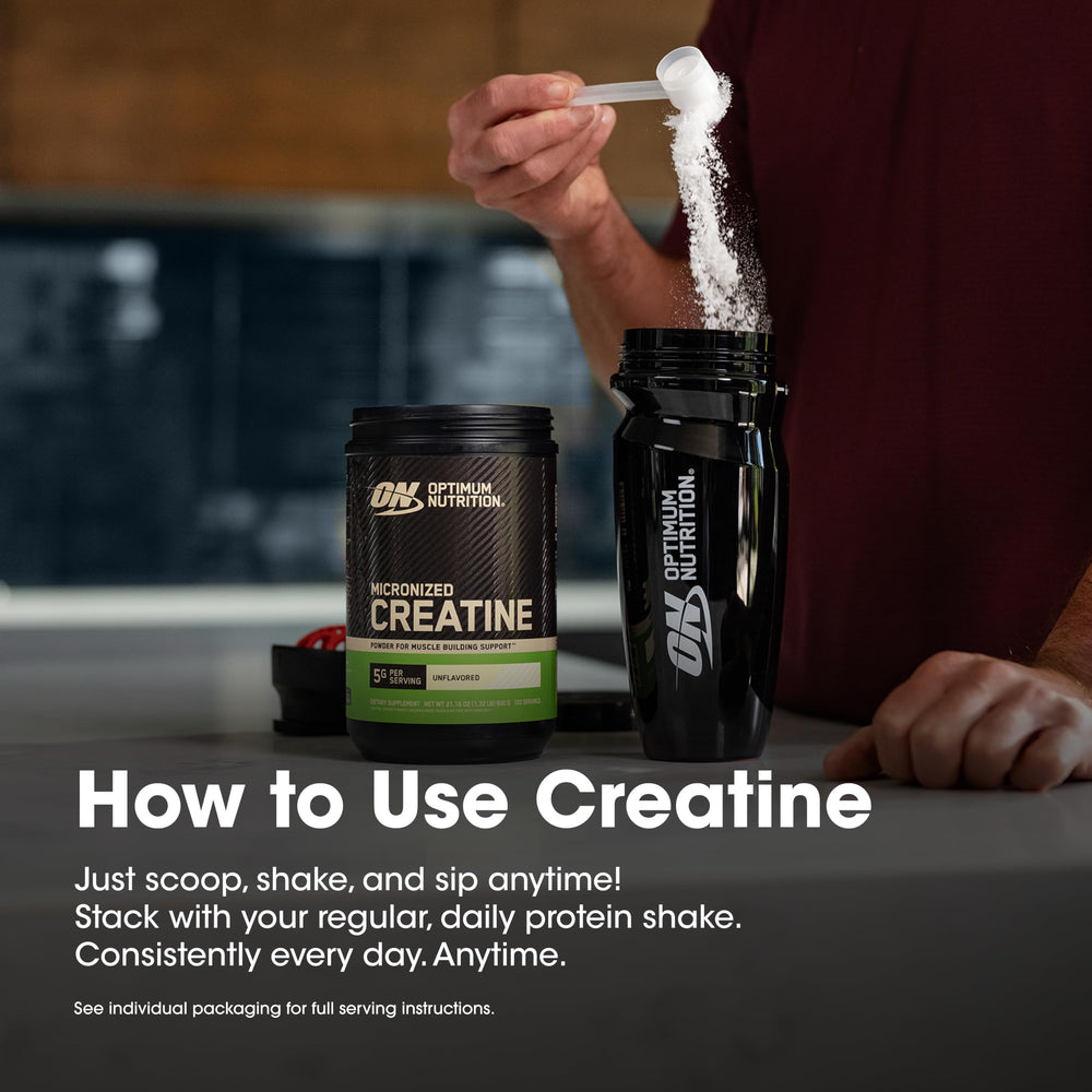 Optimum Nutrition tub on scale emphasizing exact 1.32 lb weight