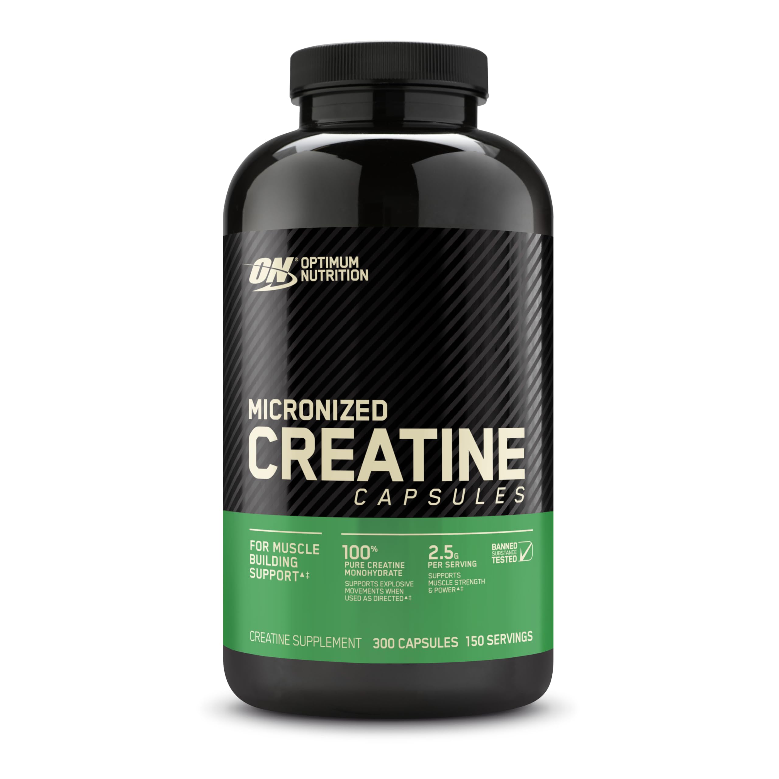 Two capsules beside a glass of water showing Optimum Nutrition ease of use