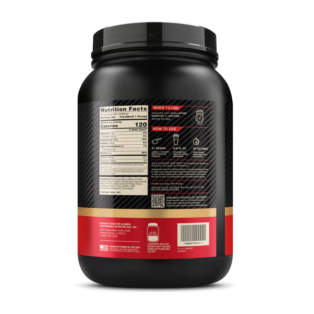 Optimum Nutrition tub in gym bag illustrating on-the-go recovery convenience