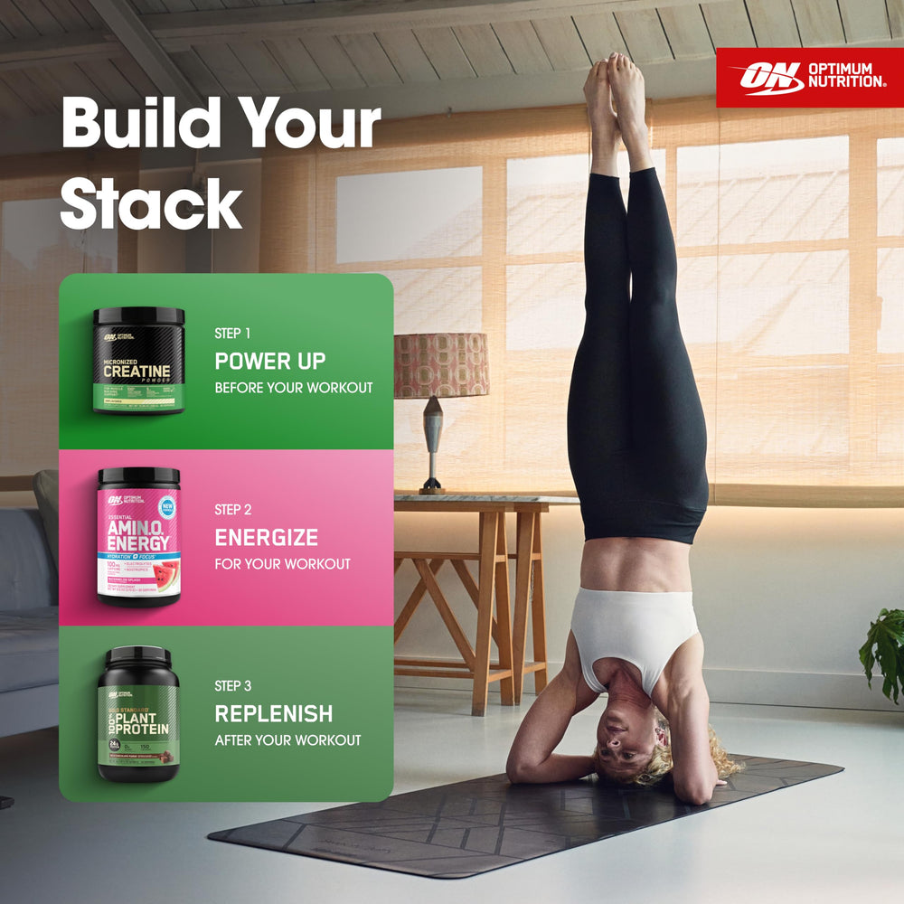 Optimum Nutrition product in gym setting emphasizing recovery support