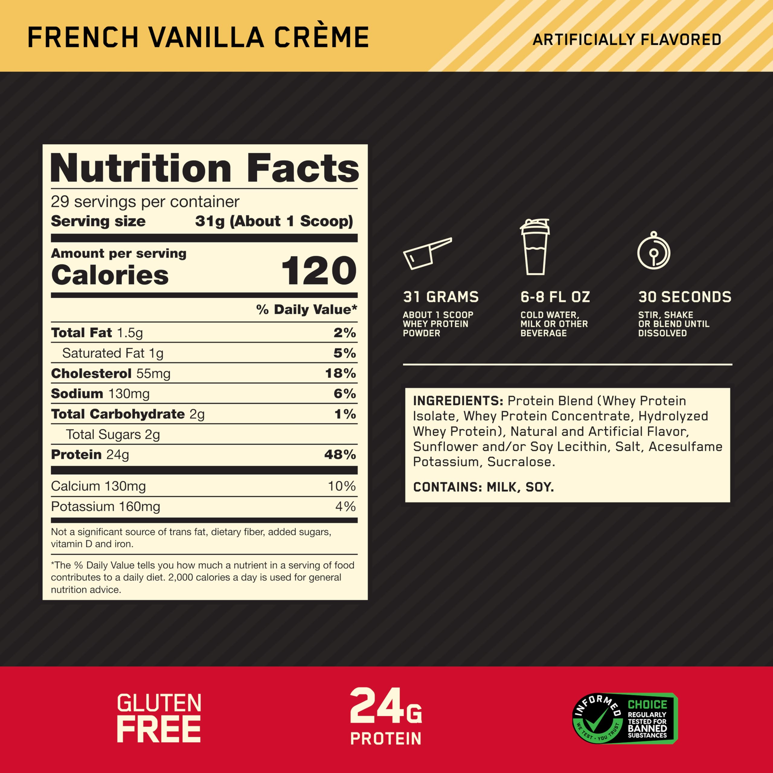 Optimum Nutrition powder pouring into shaker emphasizing quick post-workout fueling