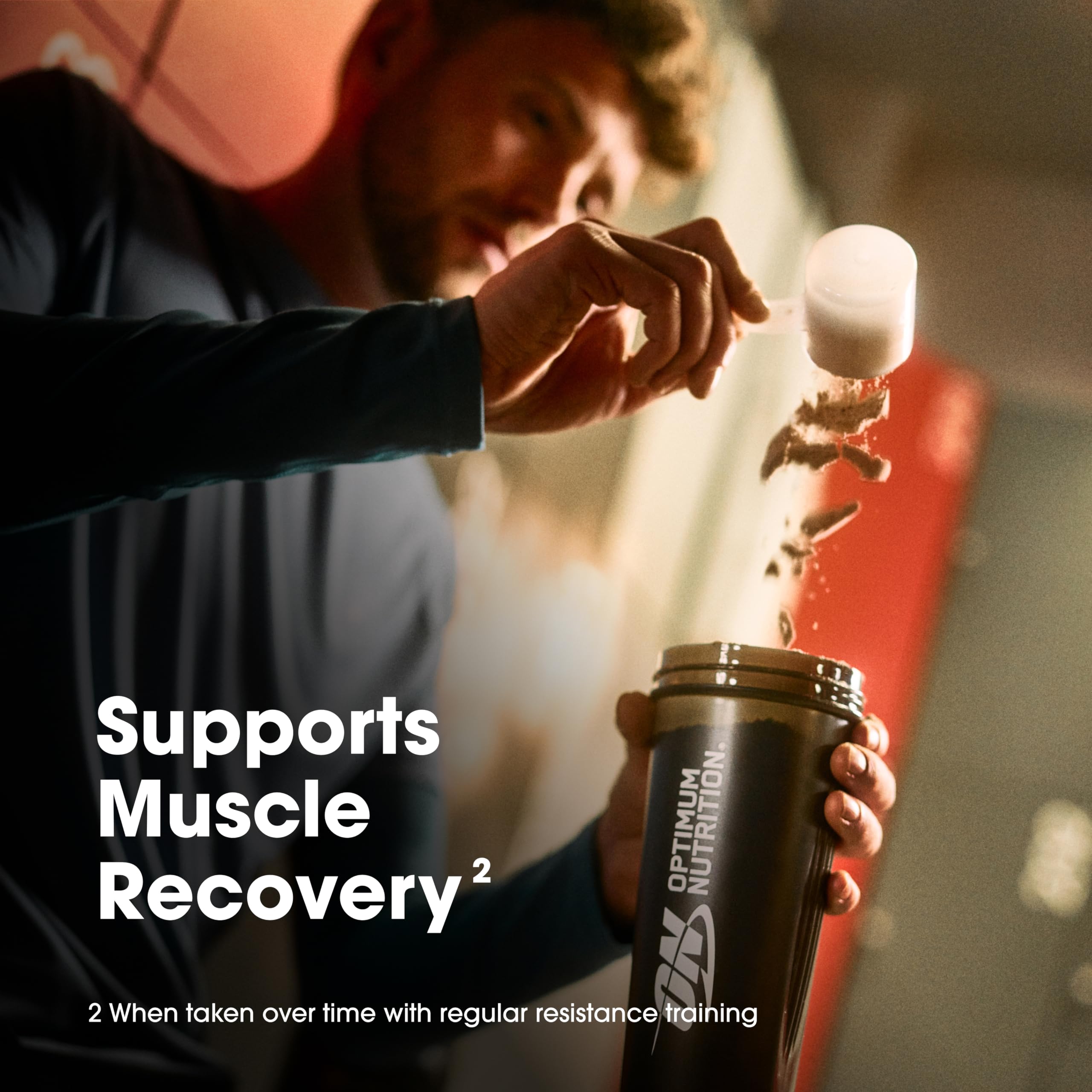 Optimum Nutrition shake in shaker bottle demonstrating fast mixing for convenience