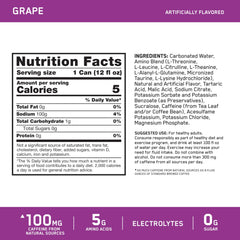 Optimum Nutrition side label with ingredient and nutrition details
