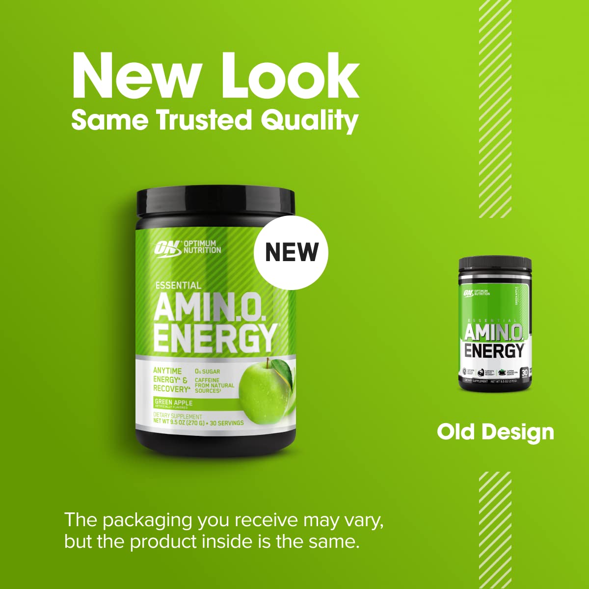 Optimum Nutrition beside a ruler demonstrating 9.5 oz tub size for scale and storage planning