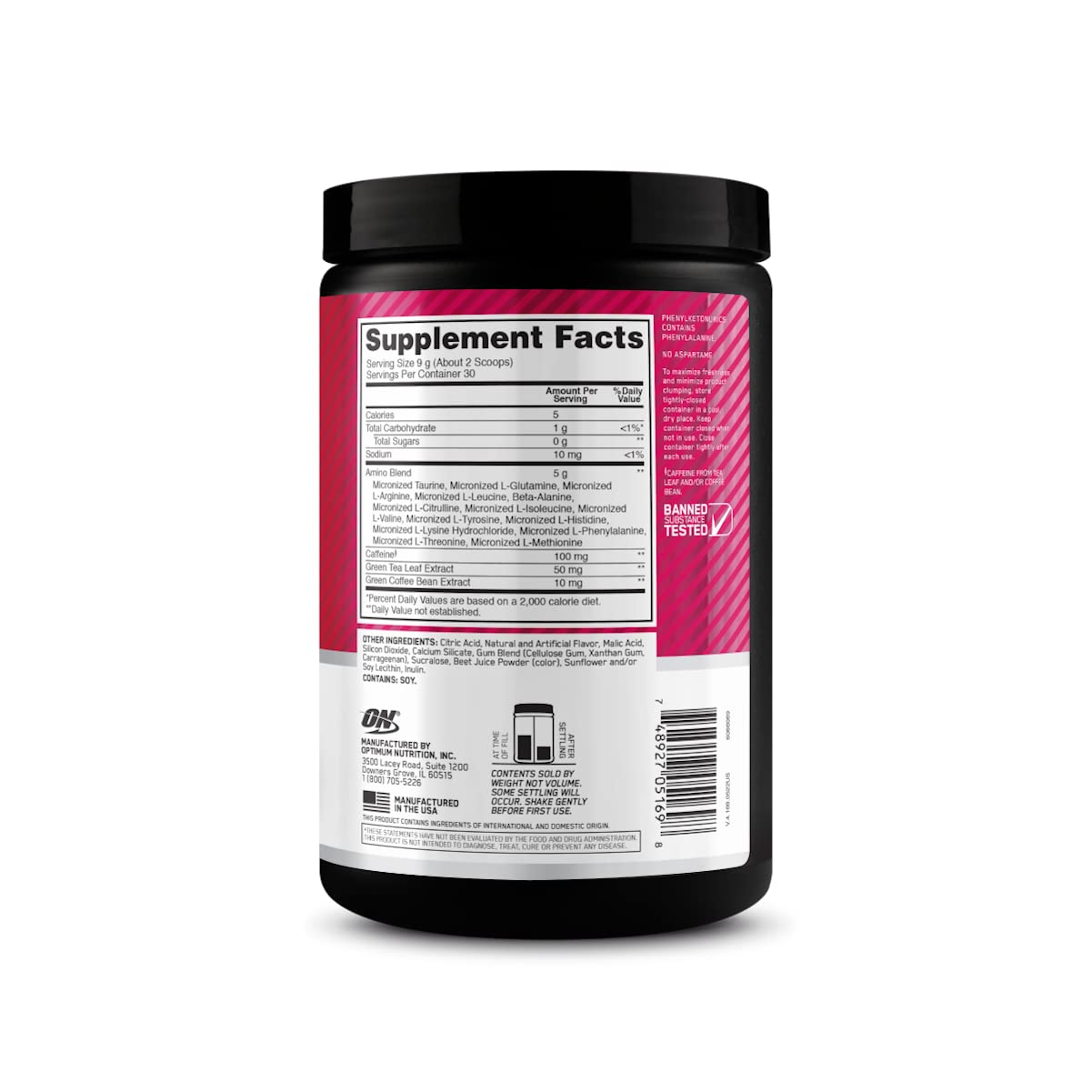 Optimum Nutrition nutrition facts label clear view for ingredient transparency benefits