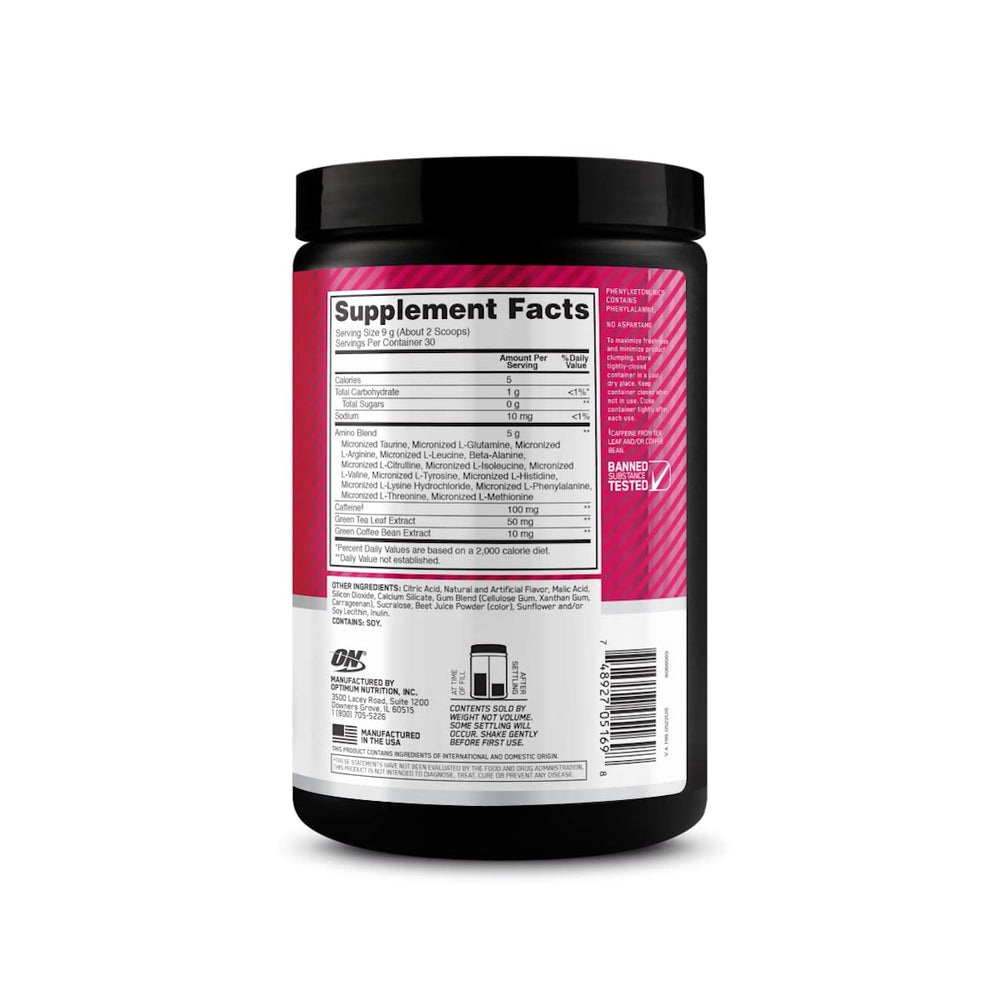 Optimum Nutrition nutrition facts label clear view for ingredient transparency benefits