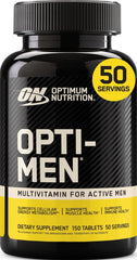 Optimum Nutrition bottle front packaging showing Opti-Men label and benefits