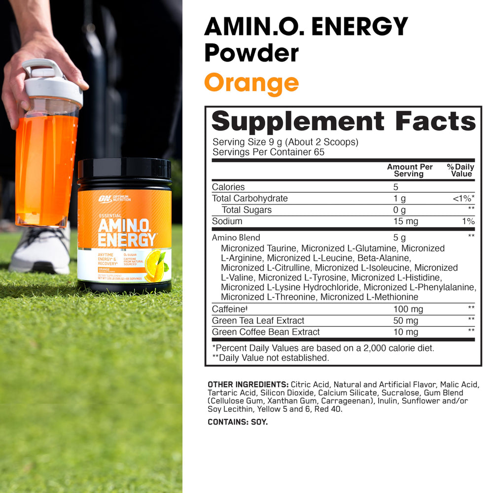 Optimum Nutrition scoop with powder close-up, accurate serving control benefit