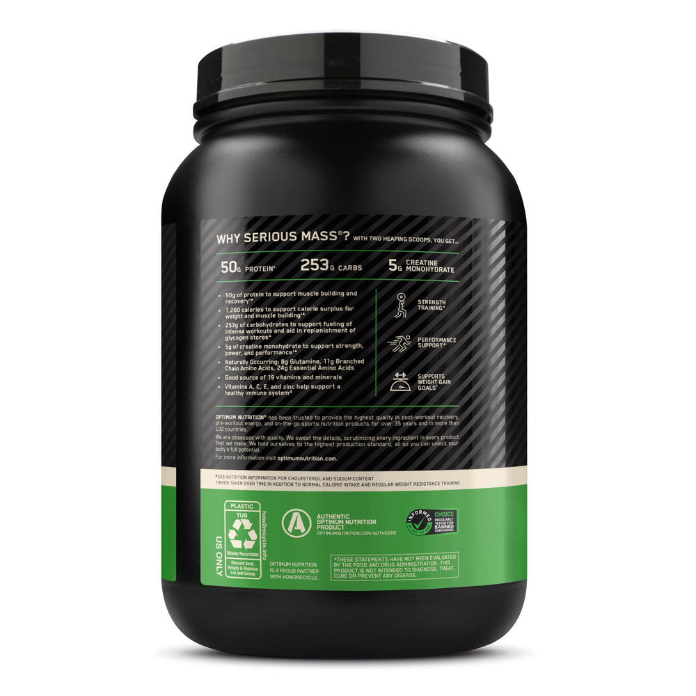 Optimum Nutrition ingredients panel close-up showing added vitamins and minerals