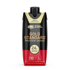 Optimum Nutrition poured vanilla shake in glass illustrating smooth creamy taste