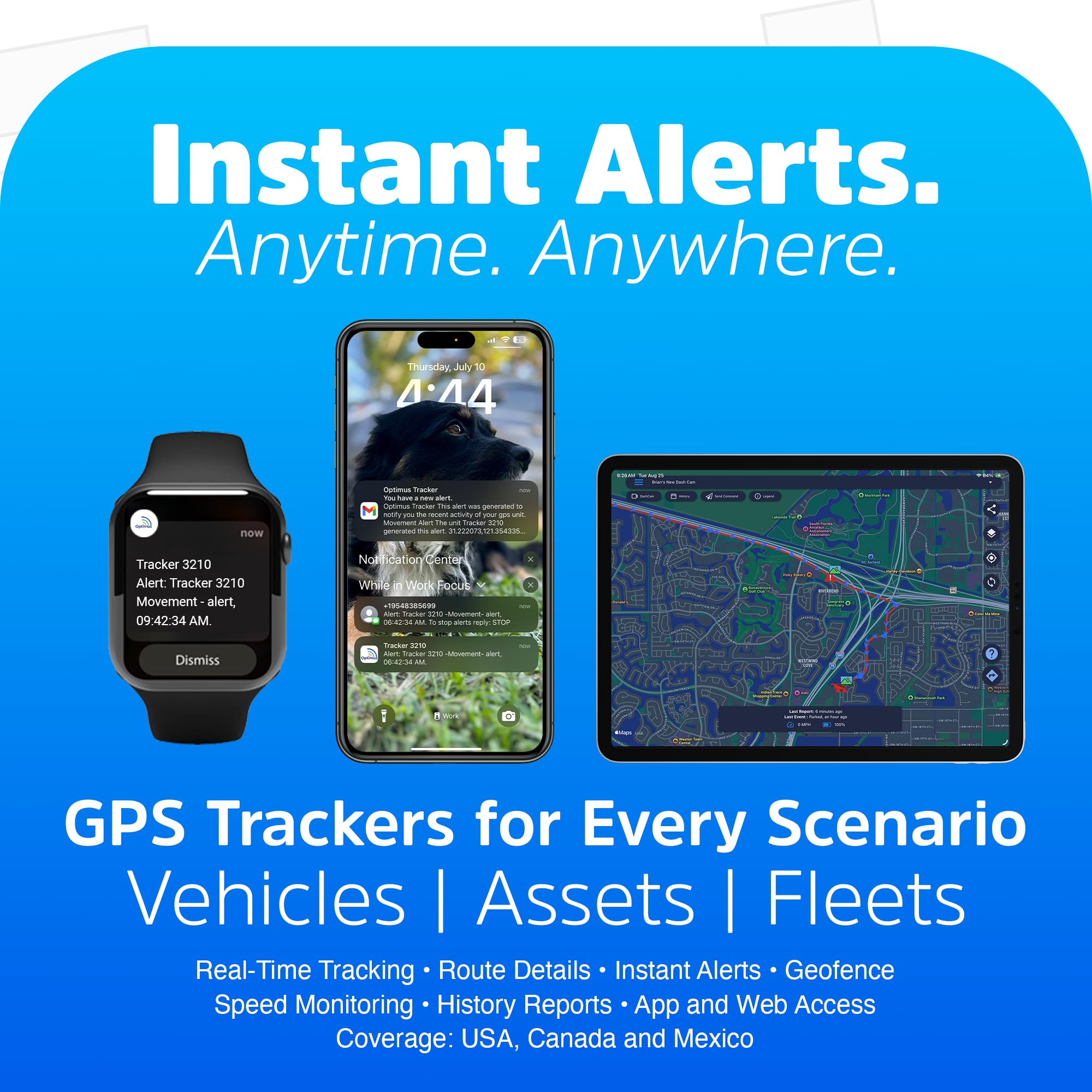 OPTIMUS tracker mounted under hood by battery showing secure hardwired installation advantage