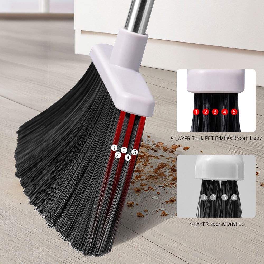 OPTTIDI broom sweeping kitchen floor demonstrating quick pickup of crumbs
