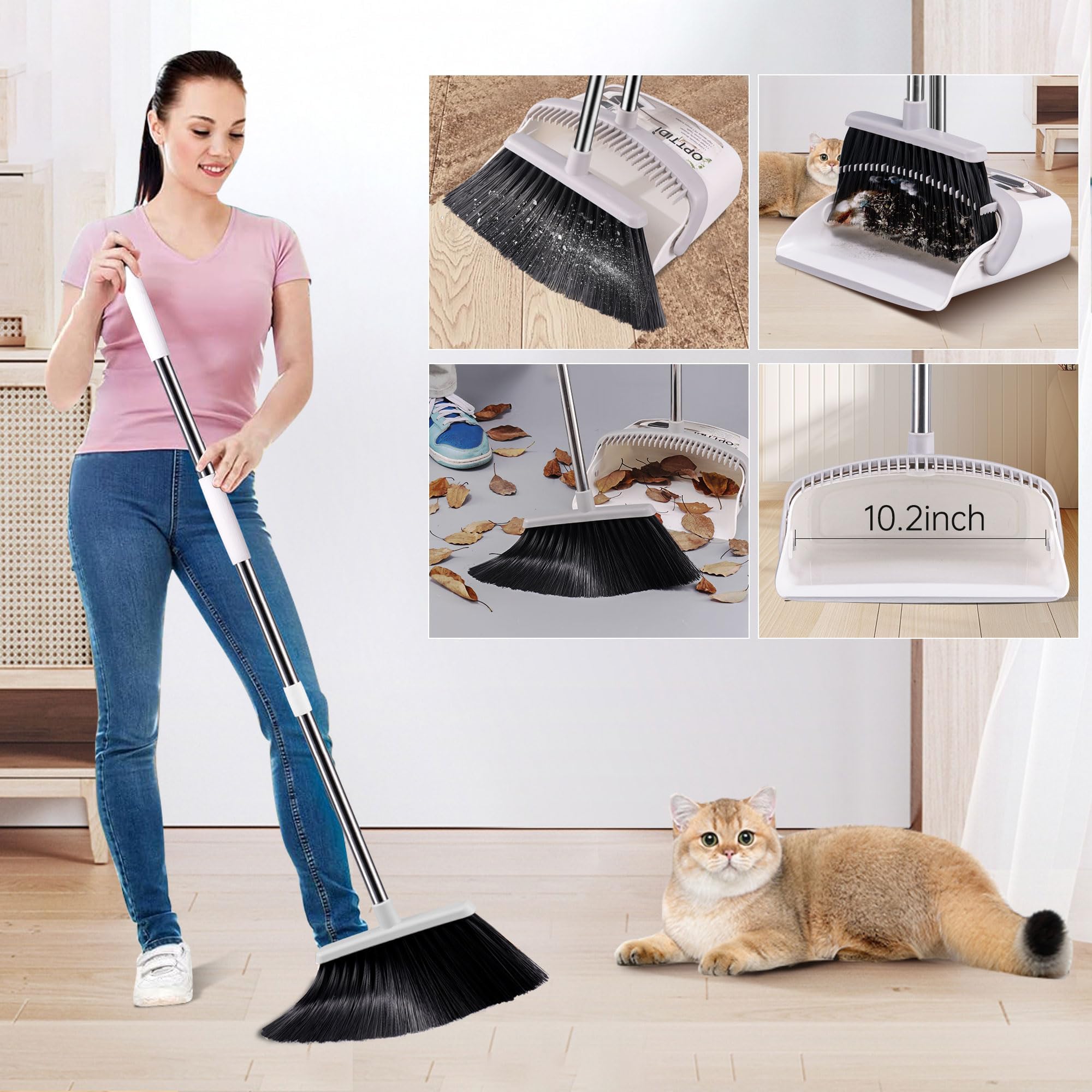 OPTTIDI dustpan and broom hanging in a closet for space-saving storage
