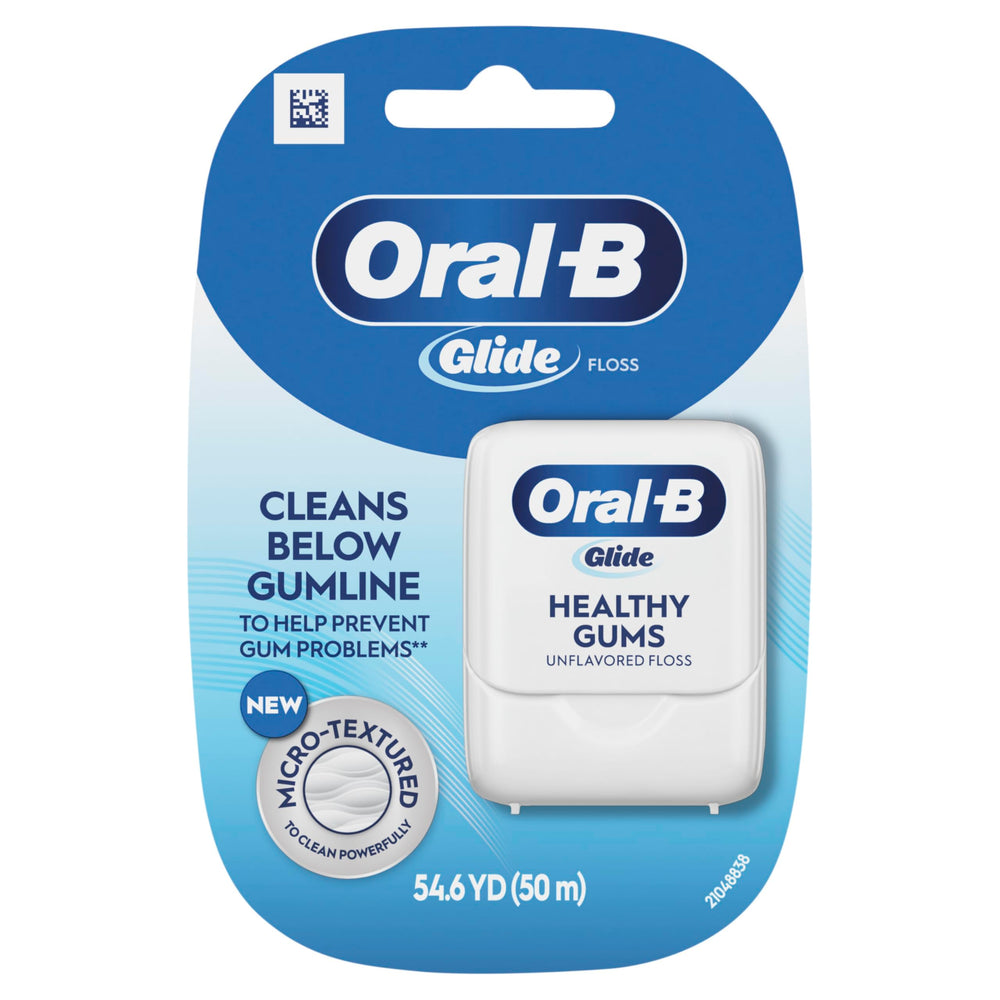 Oral-B floss on bathroom counter indicating everyday routine benefit