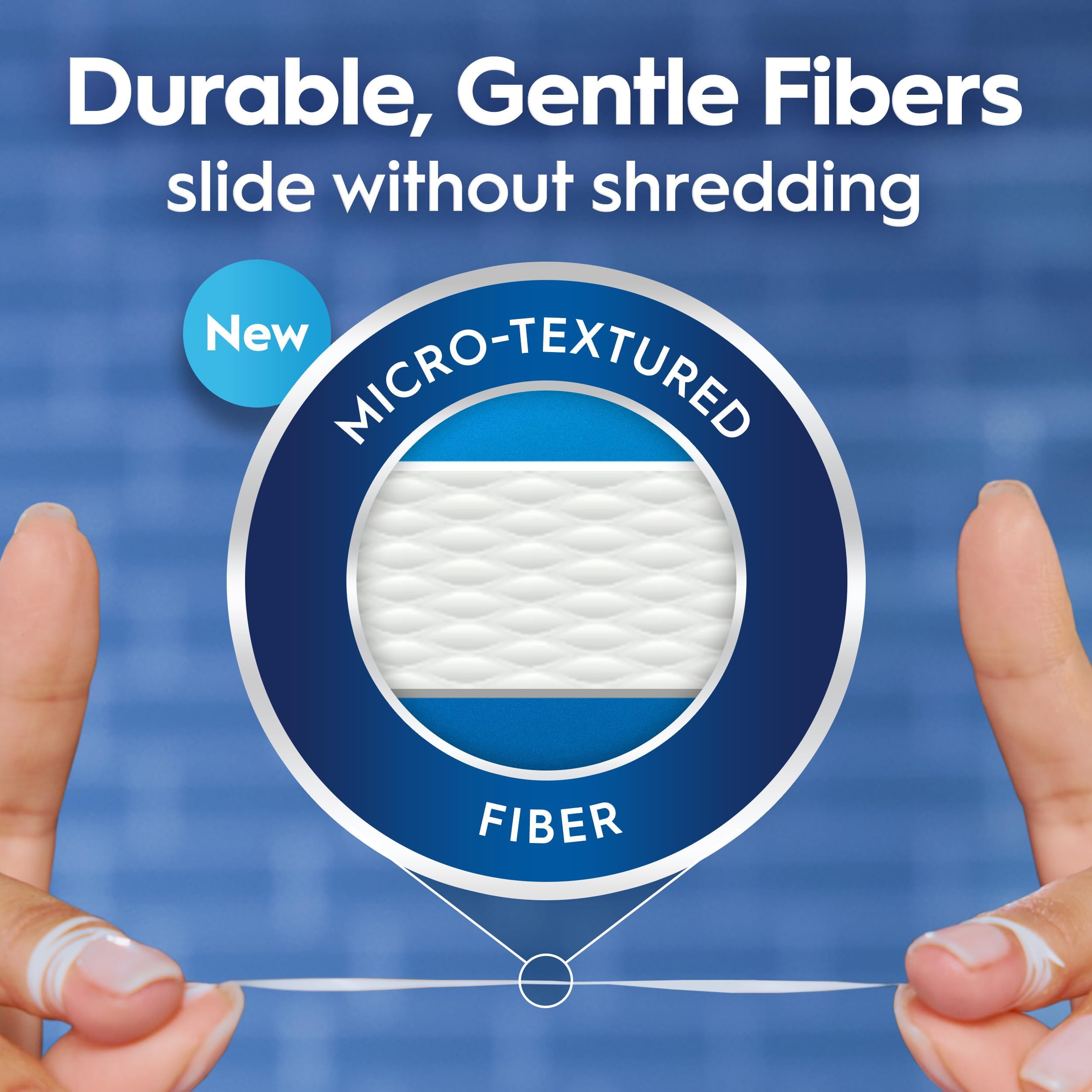 Oral-B macro view of micro-textured fiber showing superior plaque grip