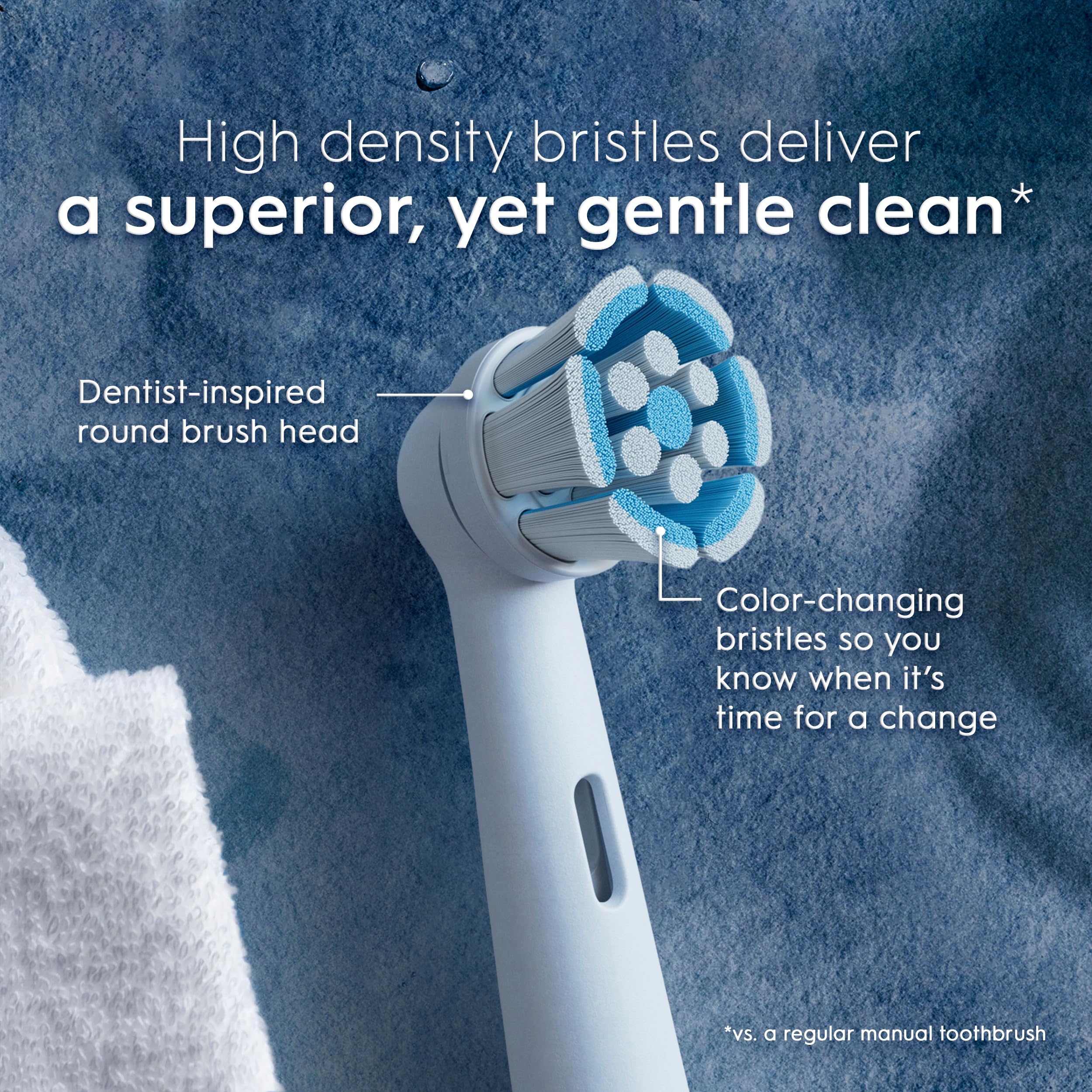 Oral-B close-up of extra-soft bristles highlighting gentle gum protection benefit