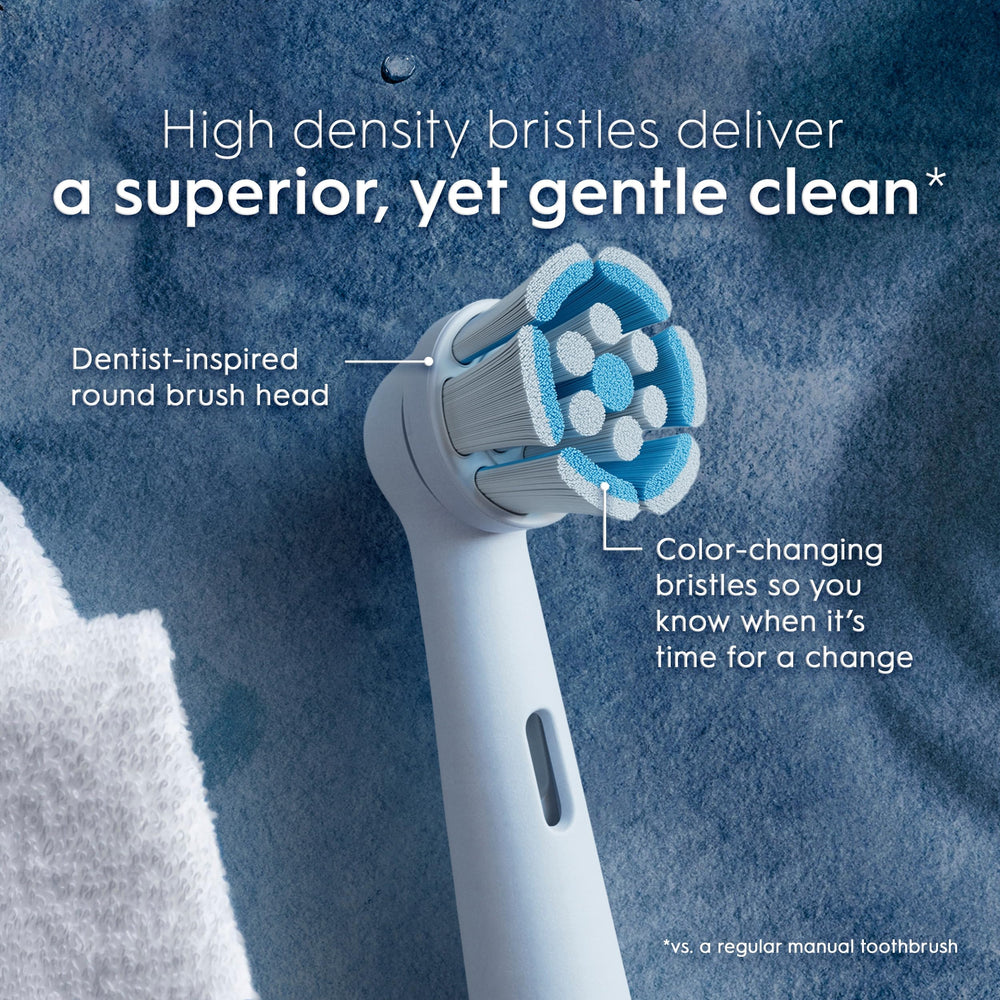 Oral-B close-up of extra-soft bristles highlighting gentle gum protection benefit