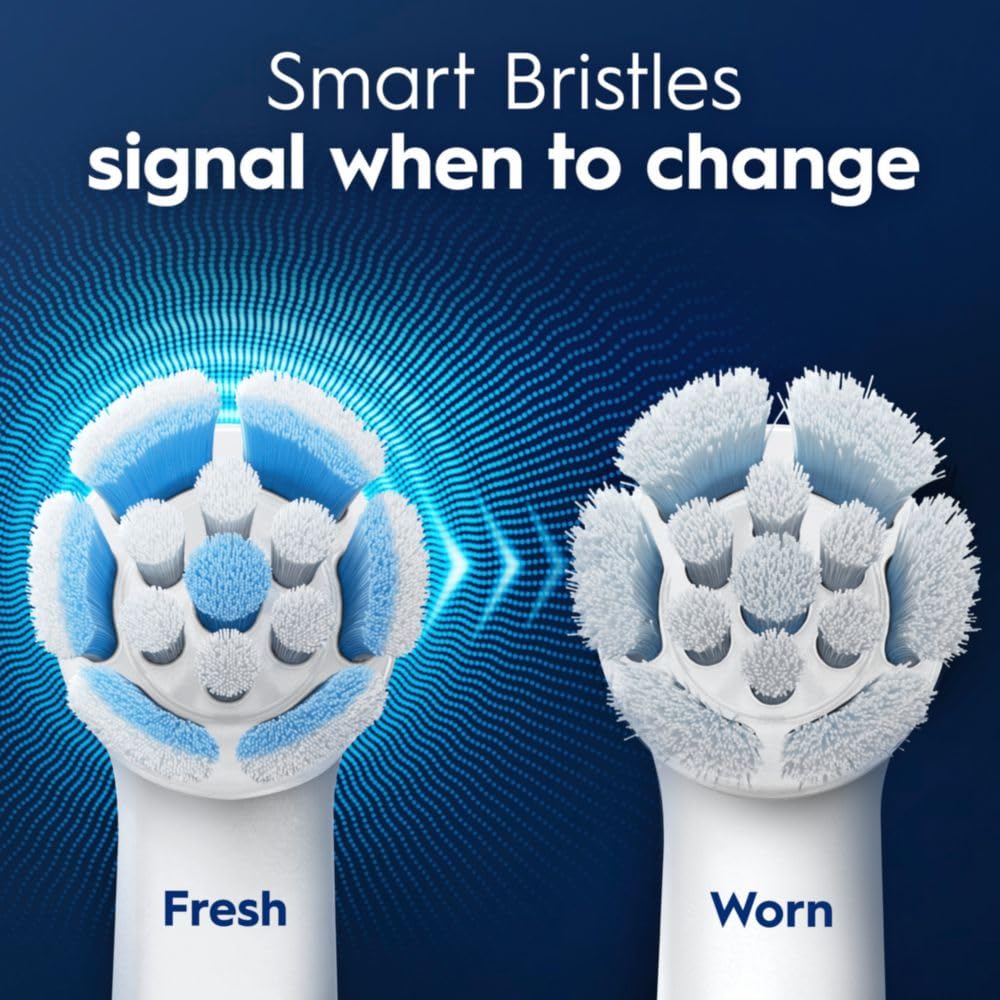 Oral-B side profile of brush head showing round design for better reach