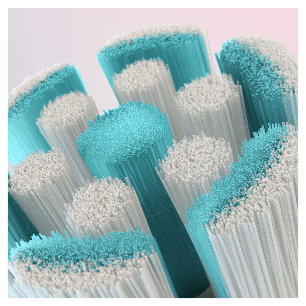 Label close-up on Oral-B Gentle Care pack highlighting soft bristle and compatibility