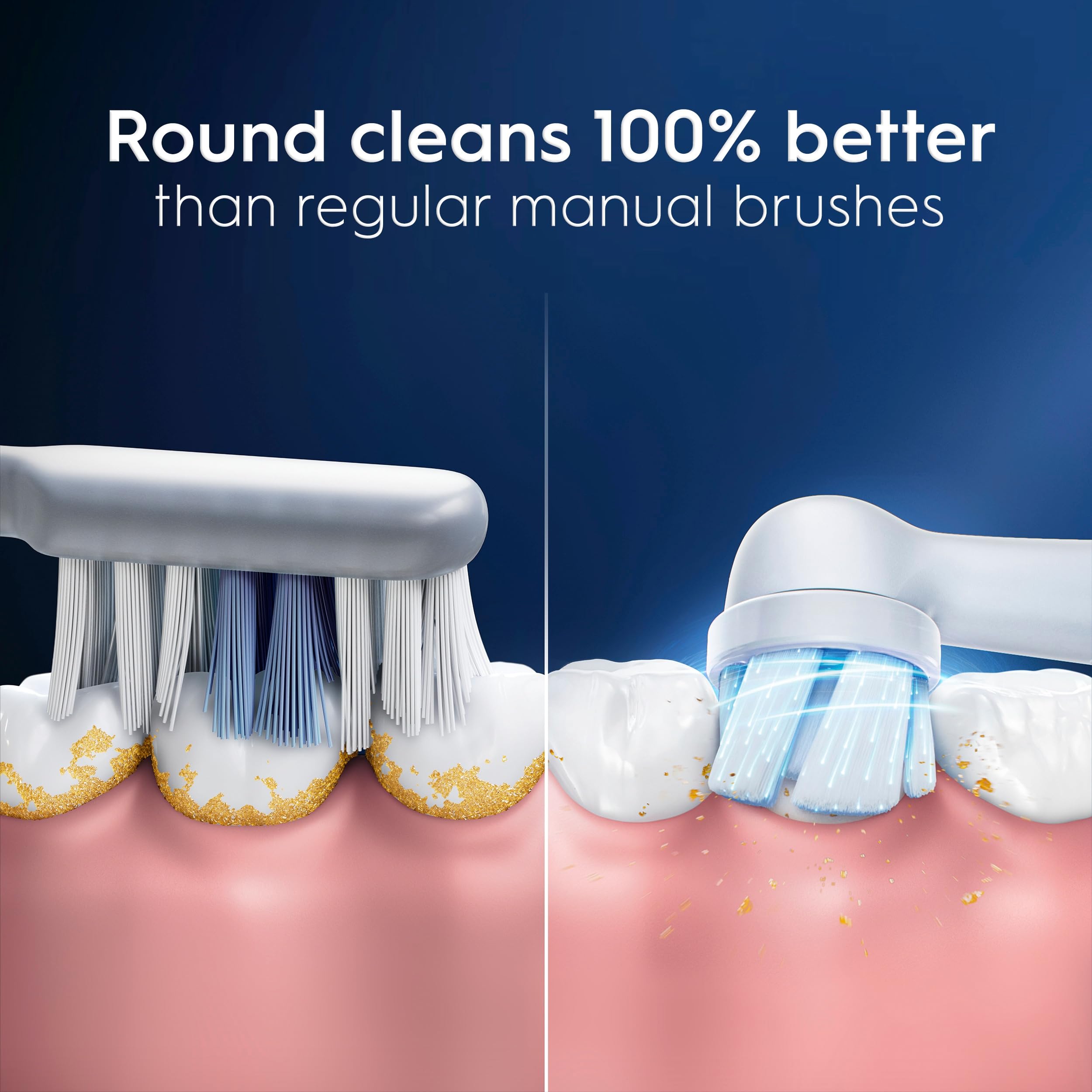 Oral-B brush head attached to iO handle demonstrating precise fit and effective cleaning