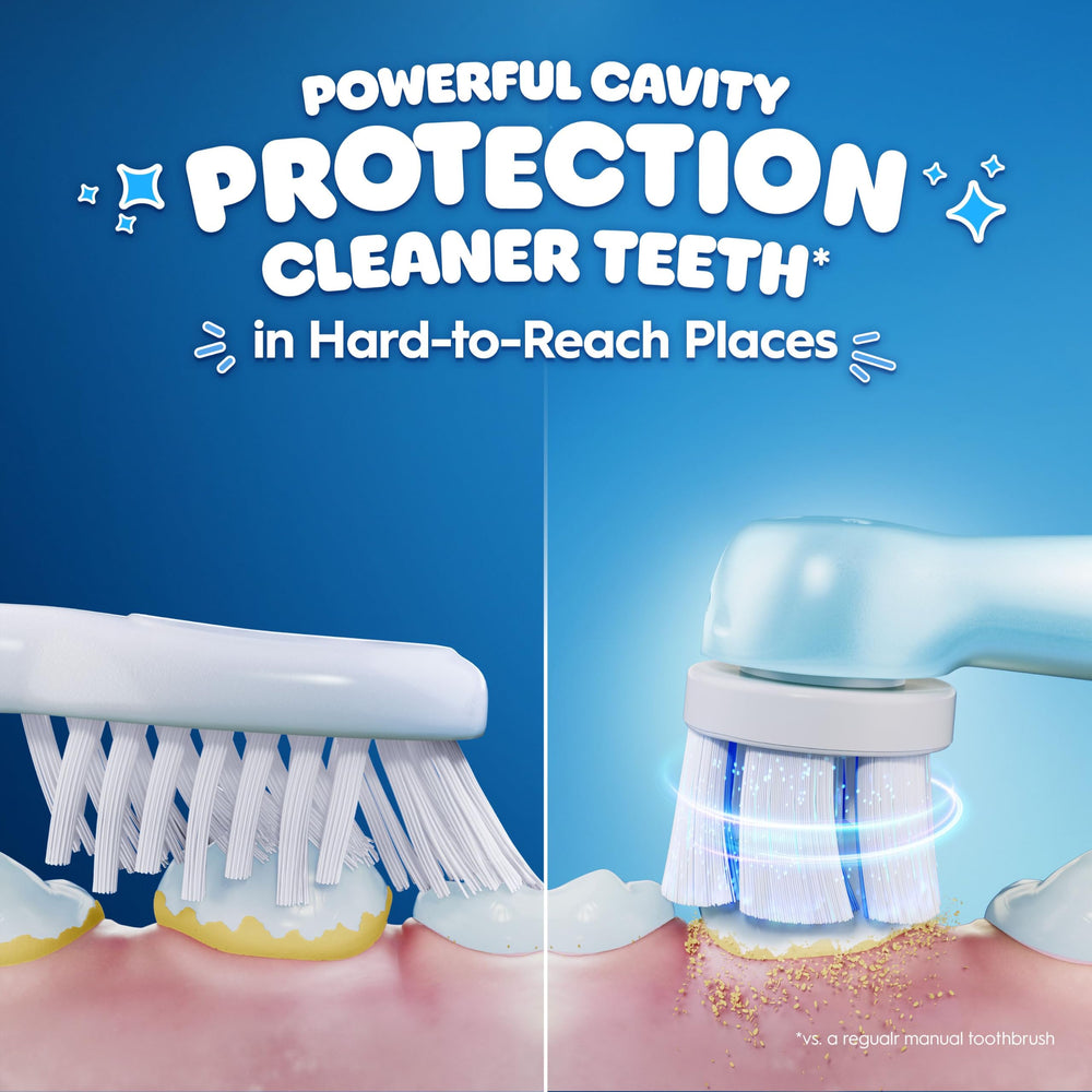 Oral-B iO Kids shown with Disney Magic Timer app encouraging longer brushing benefit
