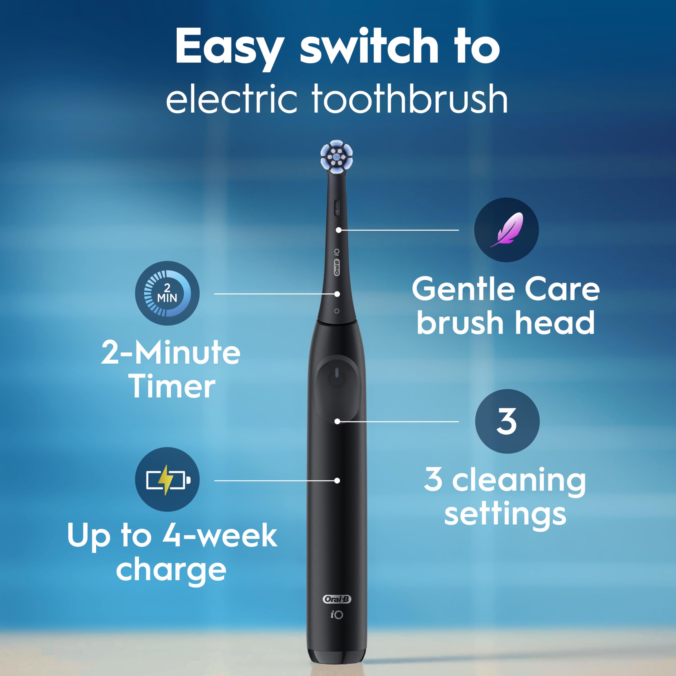 Close-up of Oral-B round brush head bristles showing precise cleaning action for plaque removal