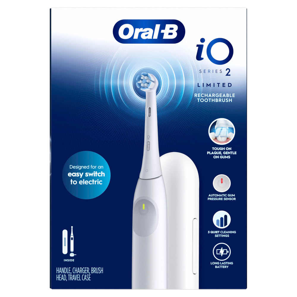 Unboxed Oral-B kit showing toothbrush, travel case, and charger for easy setup and maintenance