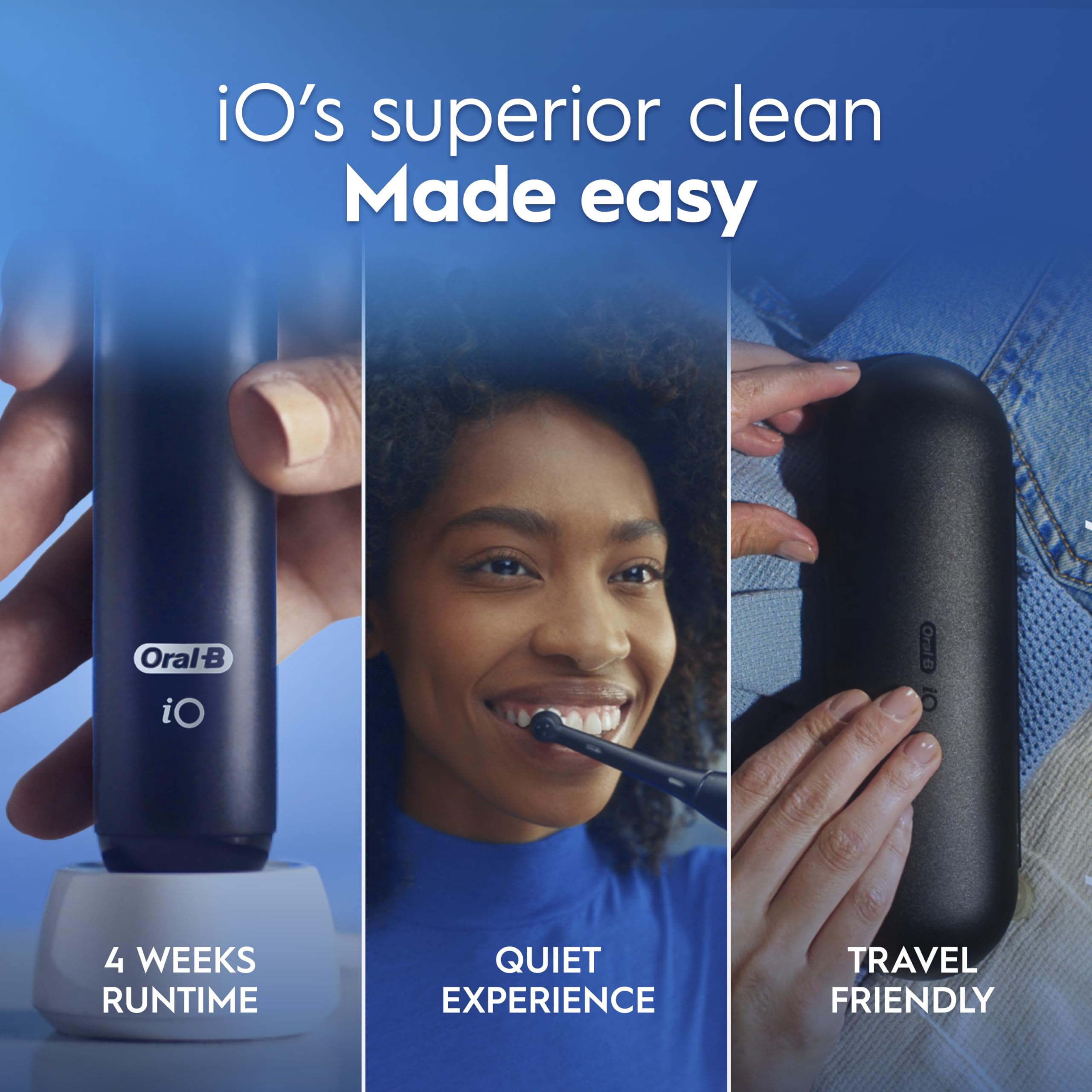 Oral-B iO Series 2 travel case open protecting brush for travel and convenient storage on the go