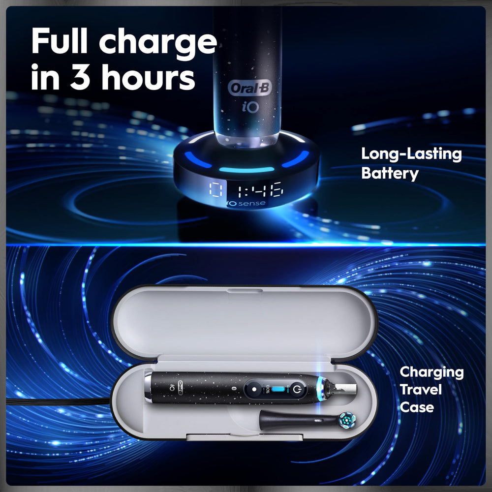 Oral-B iO Series 9 travel case open with handle inside for hygienic storage benefit