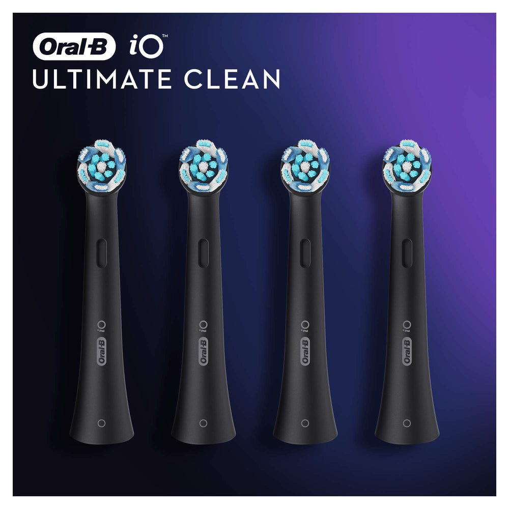 Oral-B brush head and iO handle on bathroom counter lifestyle shot suggesting everyday use