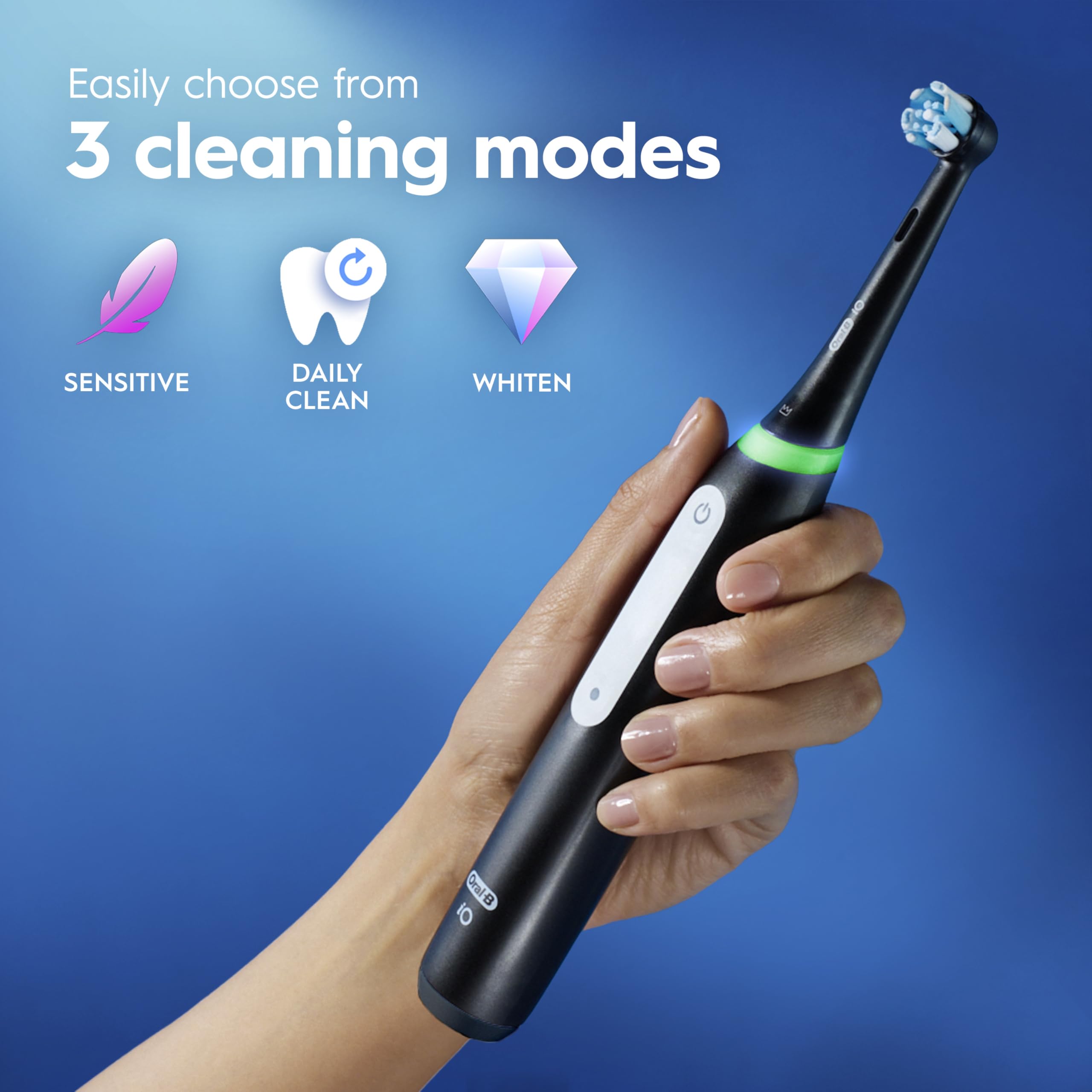 Oral-B travel case open holding handle and heads for protected on-the-go brushing