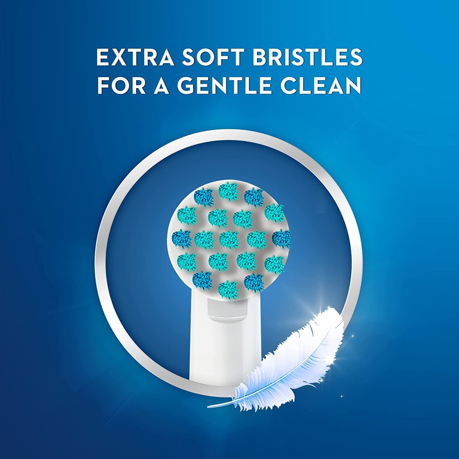 Oral-B close-up of extra soft bristles highlighting gentle texture for sensitive gums