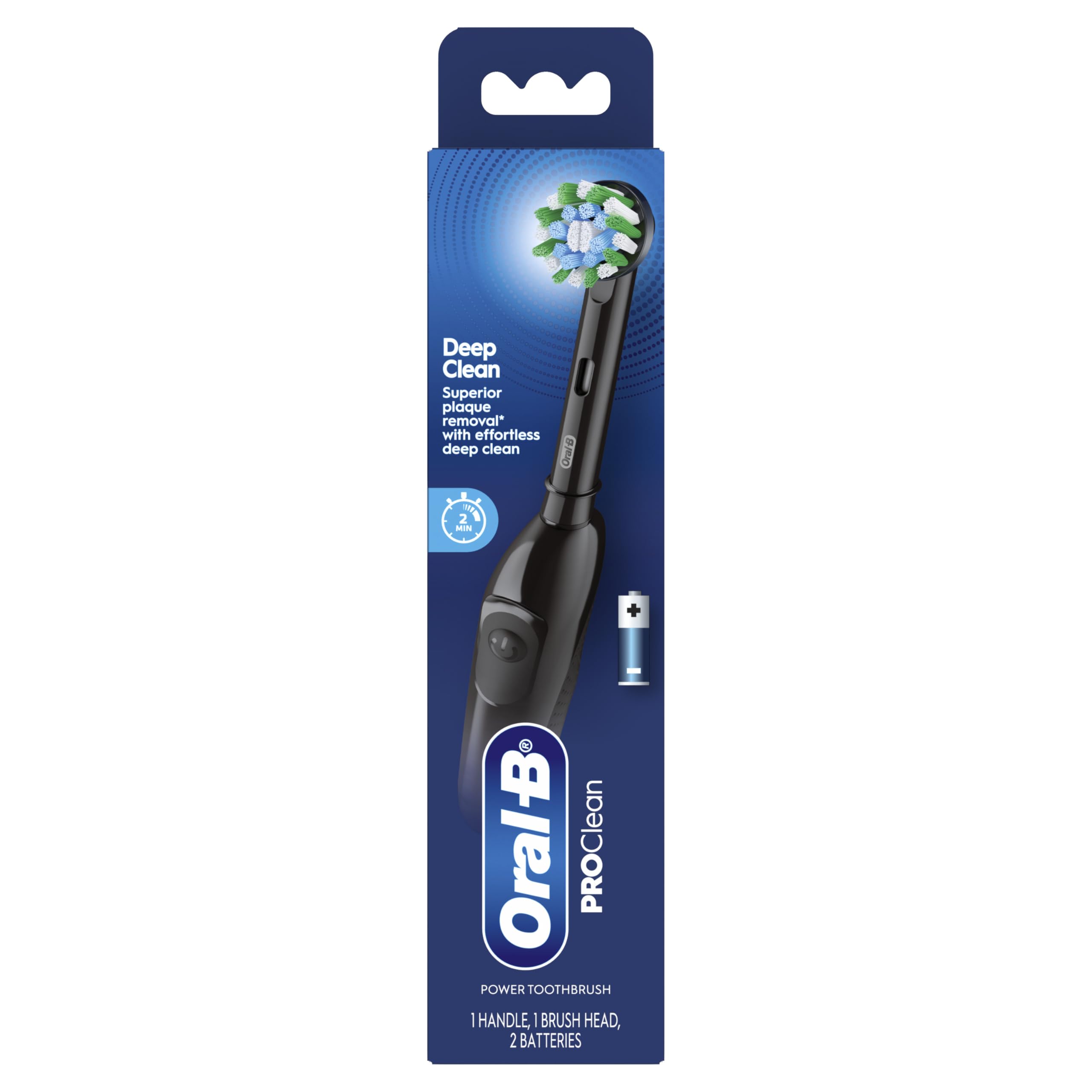 Oral-B black handle profile emphasizing sleek design and ergonomic shape