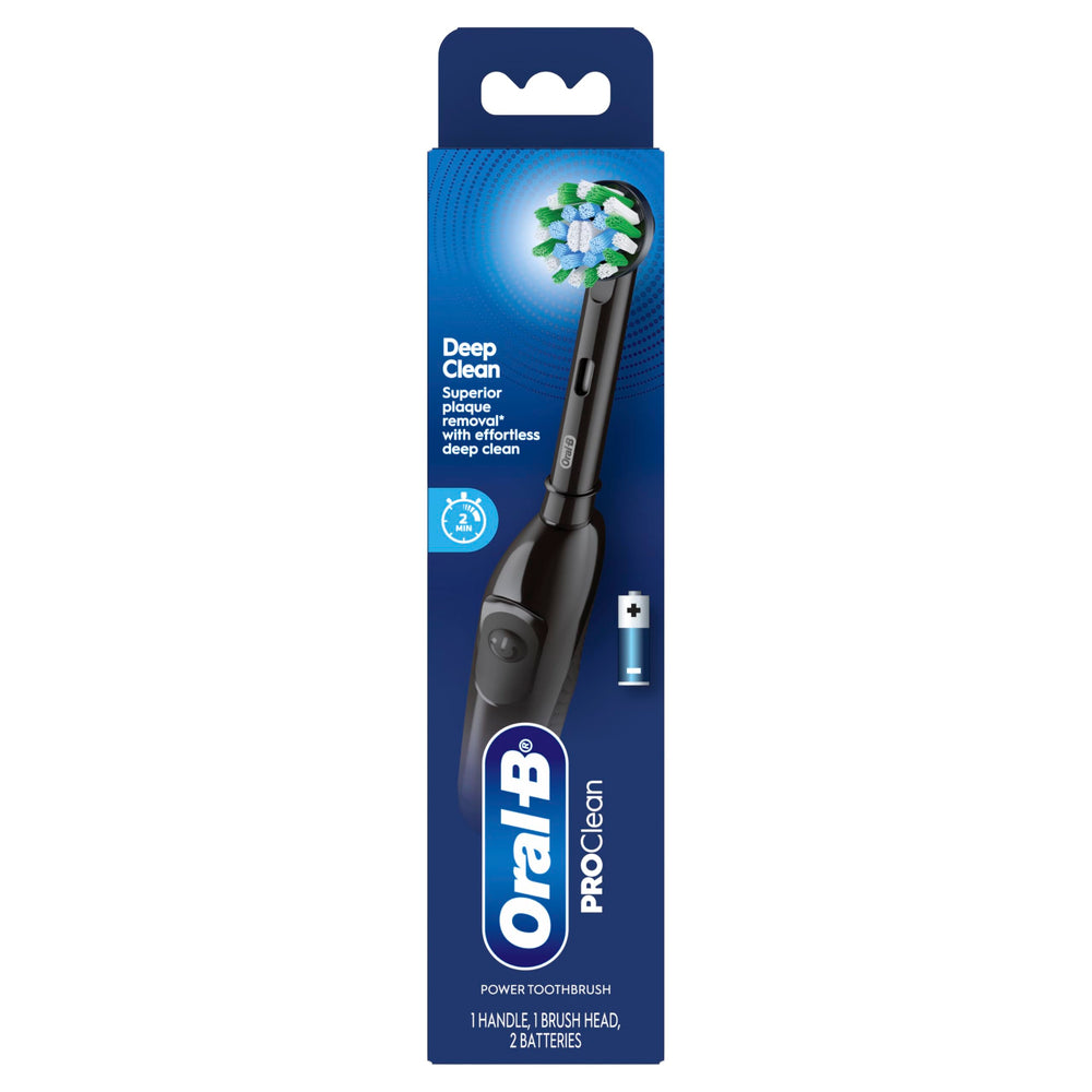 Oral-B black handle profile emphasizing sleek design and ergonomic shape