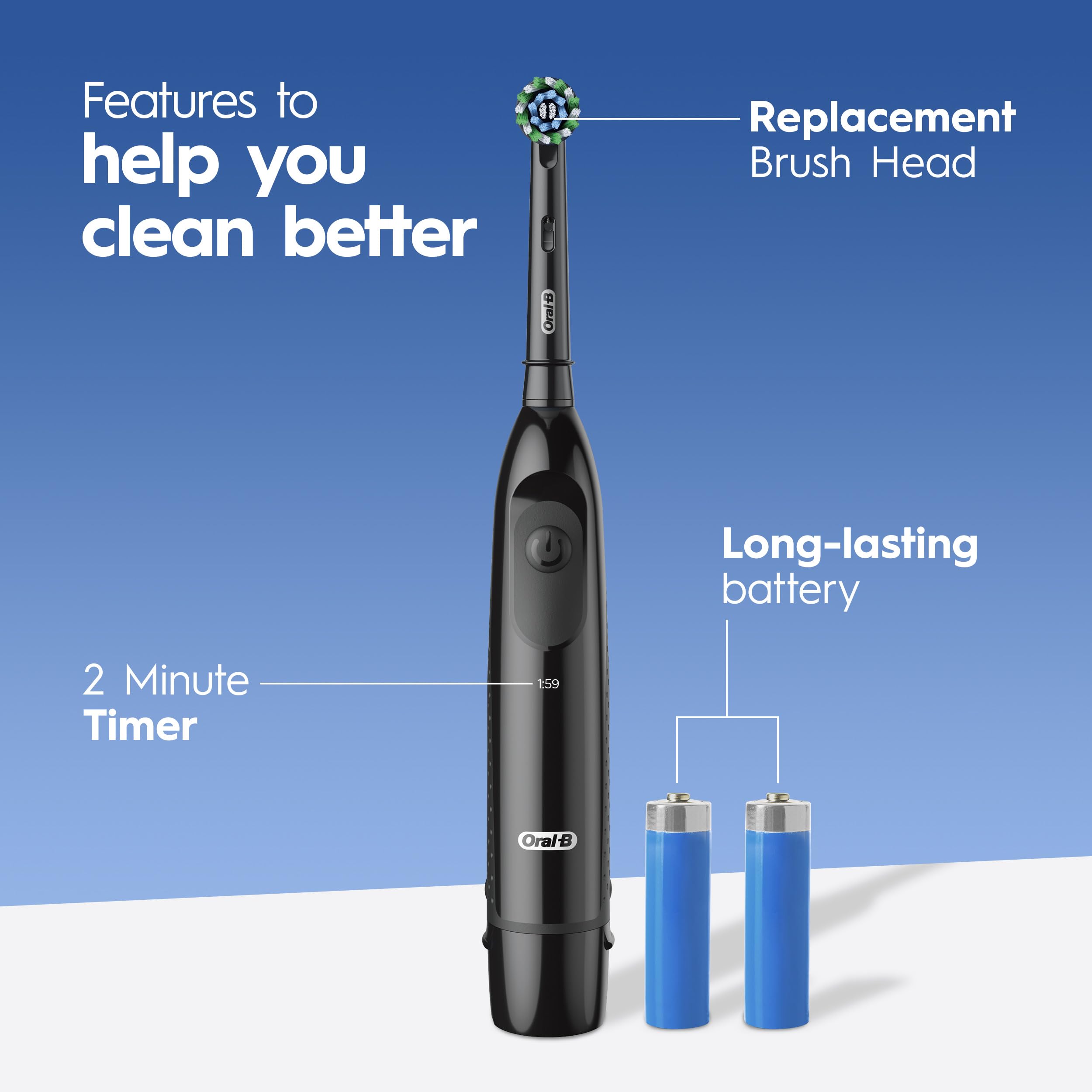 Oral-B CrossAction head close-up displaying angled bristles for deeper cleaning