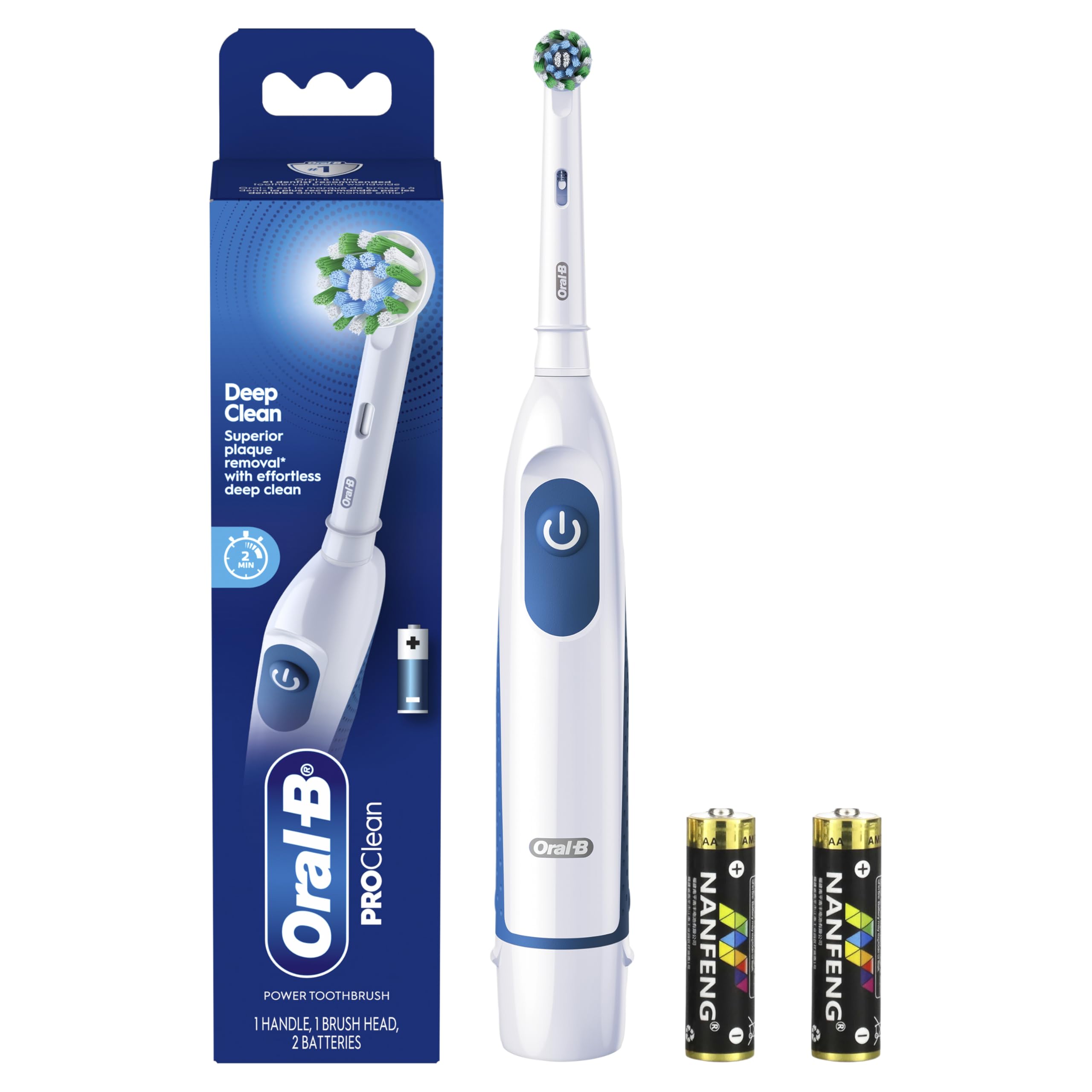 Smiling user after brushing with Oral-B Pro 100 highlighting fresher-feeling teeth