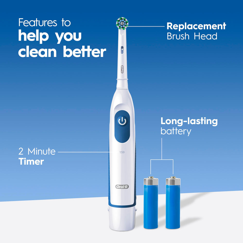 Oral-B Precision Clean brush head close-up highlighting targeted plaque removal