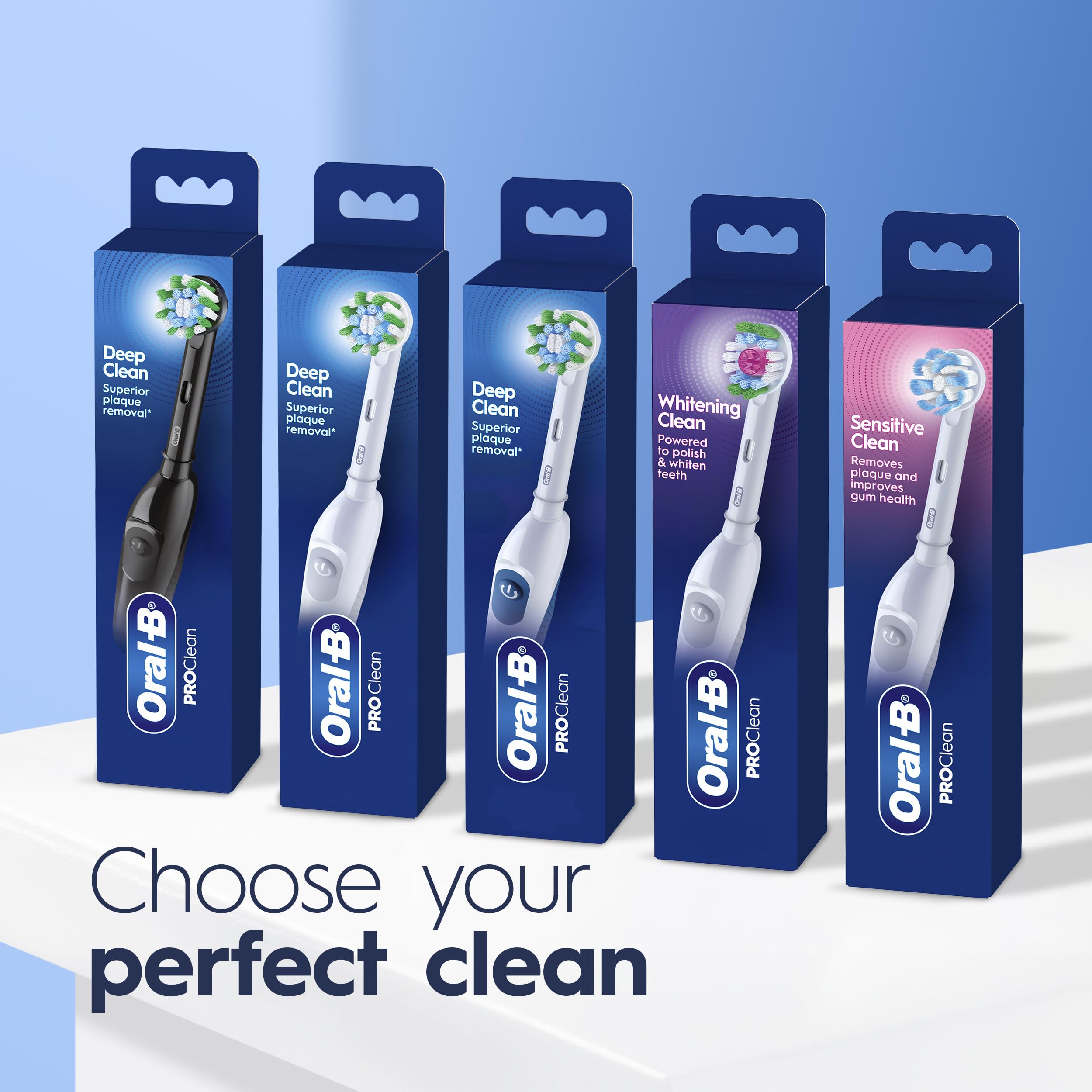 Oral-B Pro 100 next to toothpaste tube showing compact size for storage