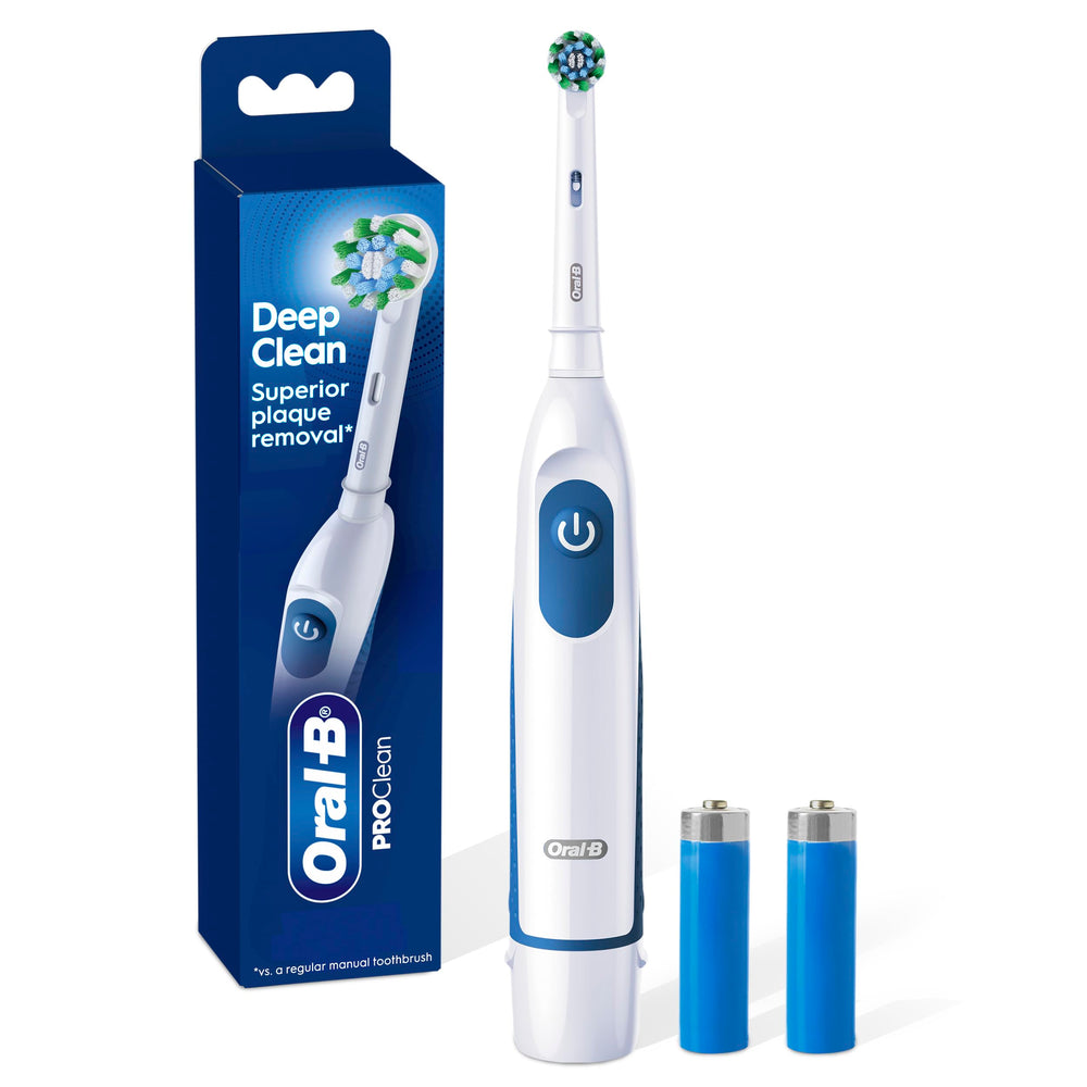 Oral-B Pro 100 front handle showing ergonomic grip and quick start benefit