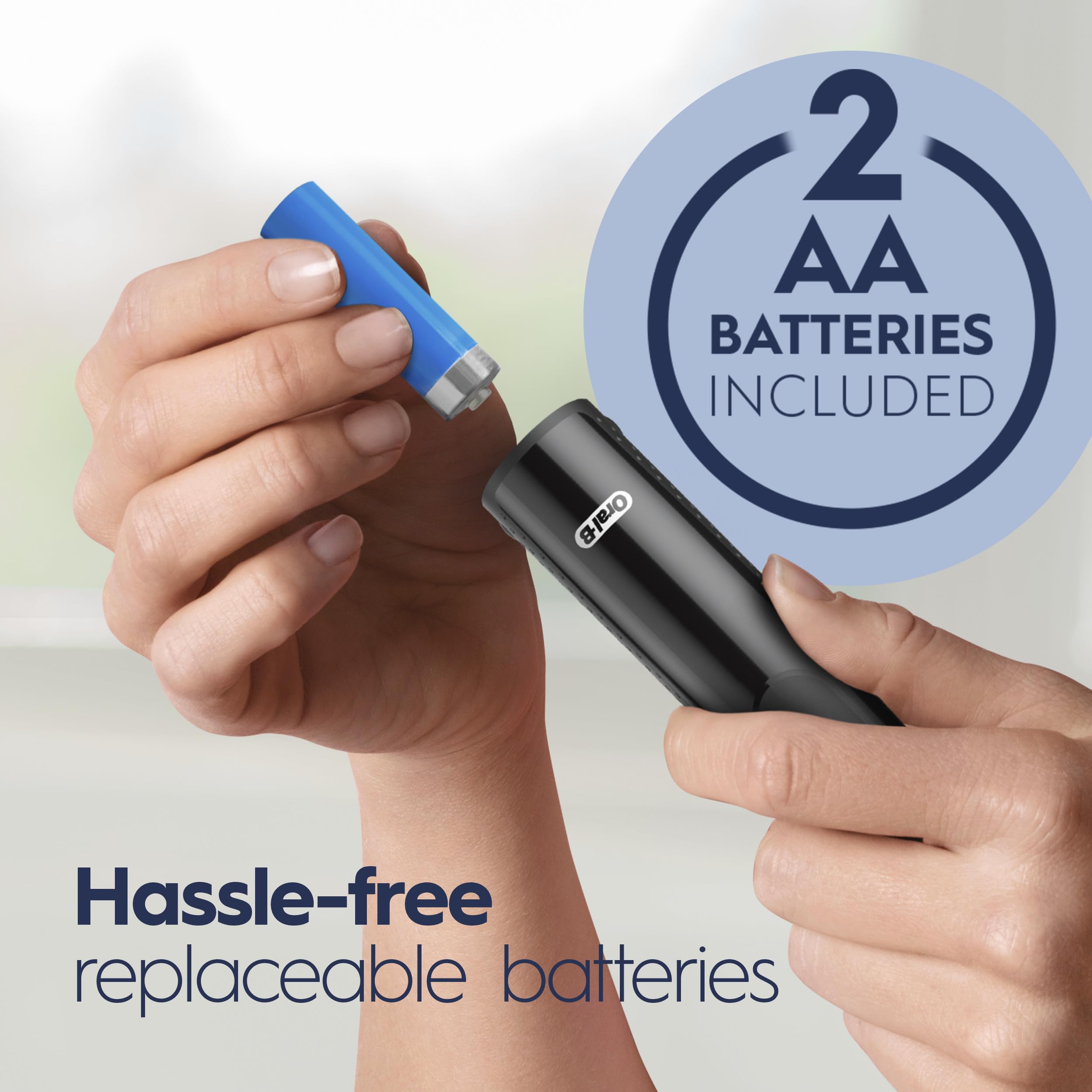 Oral-B handle with several compatible replacement heads for flexible care