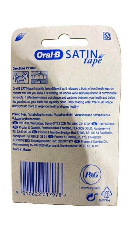 Oral-B close-up of single dispenser cutting edge and satin tape texture