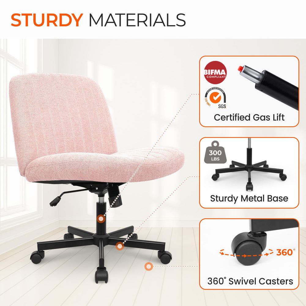 Orange Factory in vanity setting showing stylish pink seat ideal for makeup routines