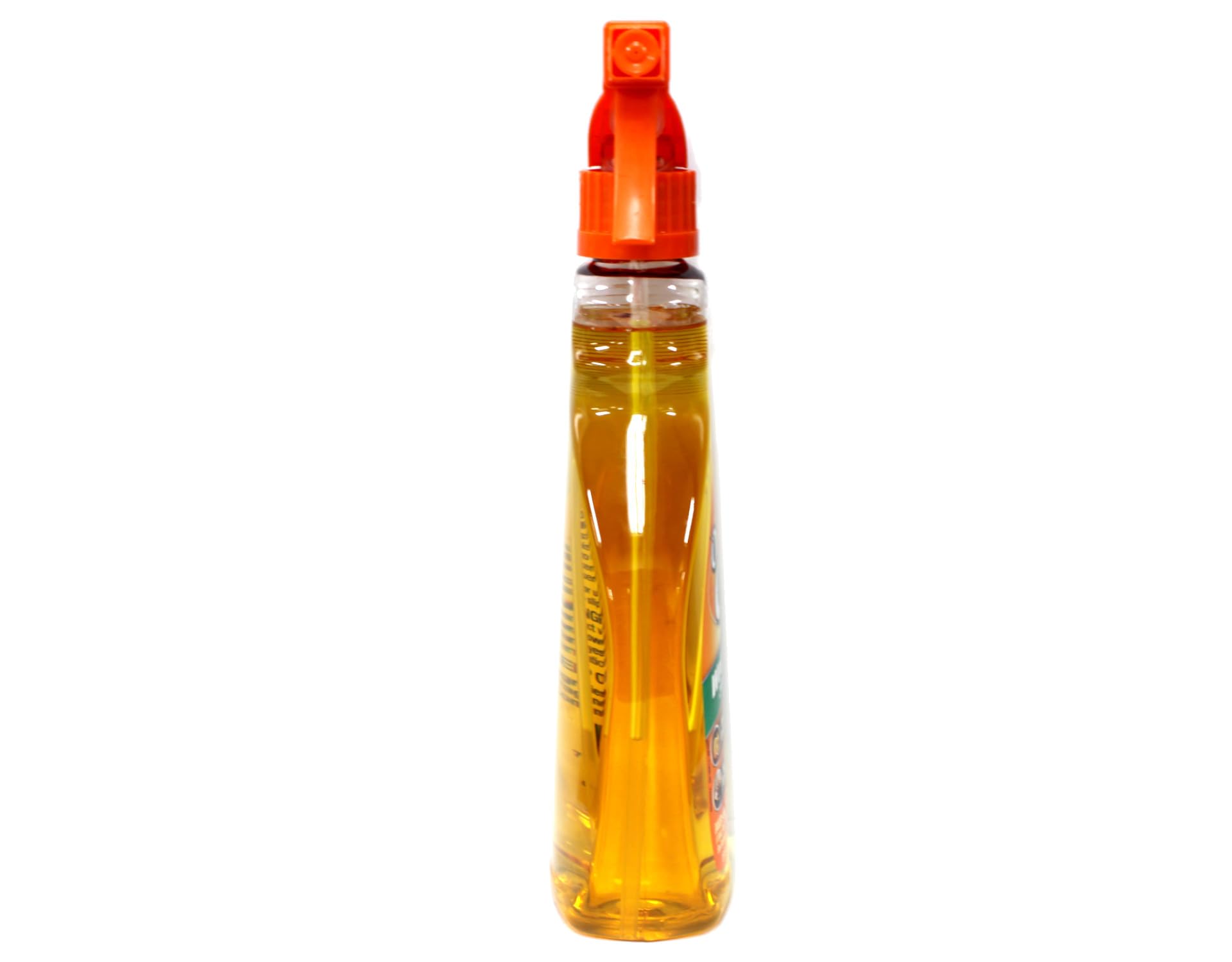 ORANGE GLO bottle next to hand for scale showing 16 fl oz bottle size clarity