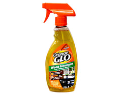 ORANGE GLO spray nozzle action demonstrating easy one-step cleaning and polishing