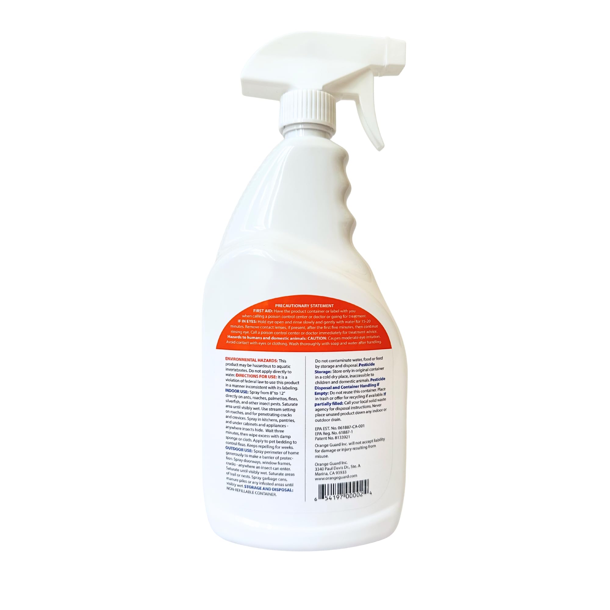 Orange Guard being sprayed along a baseboard to prevent re-entry