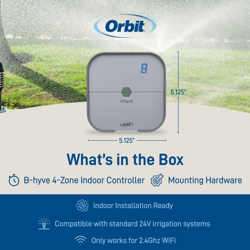 Orbit B-hyve packaged with warranty card showing included protection