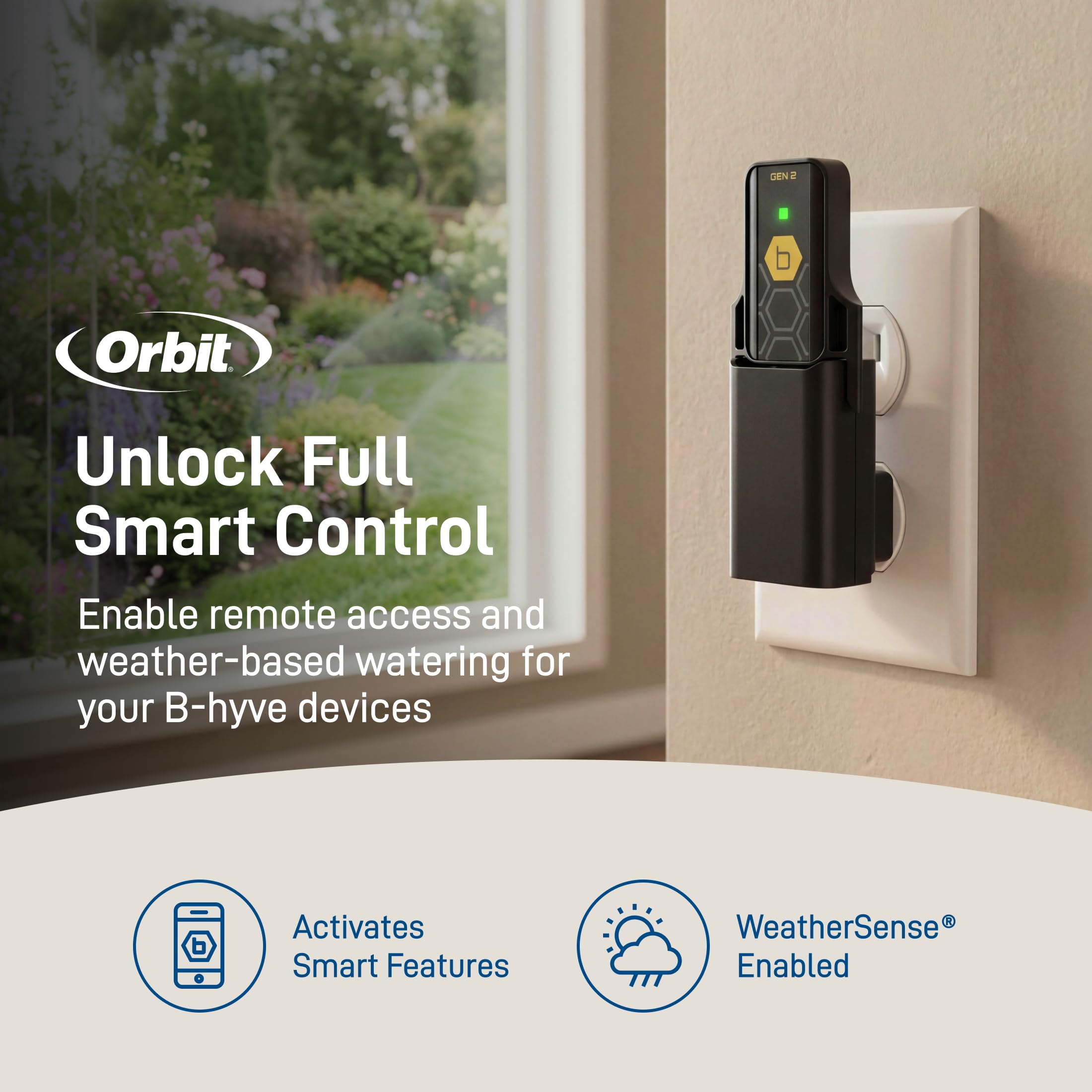 Orbit B-hyve hub side connector close-up highlighting reliable connection benefit