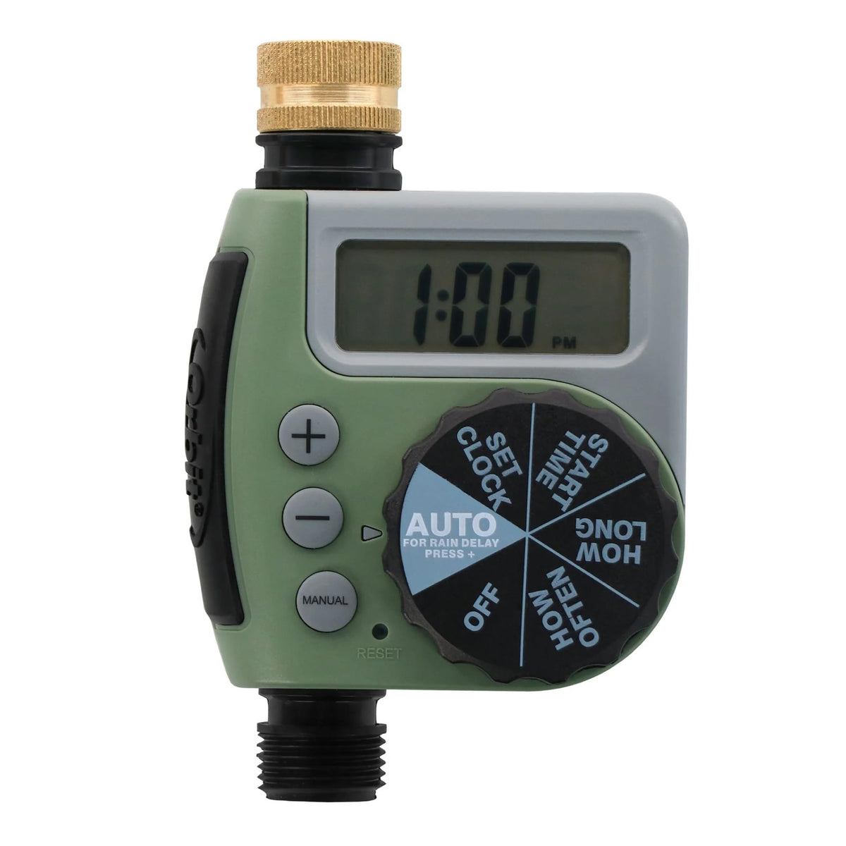 Orbit front view of timer showing overall design and easy setup