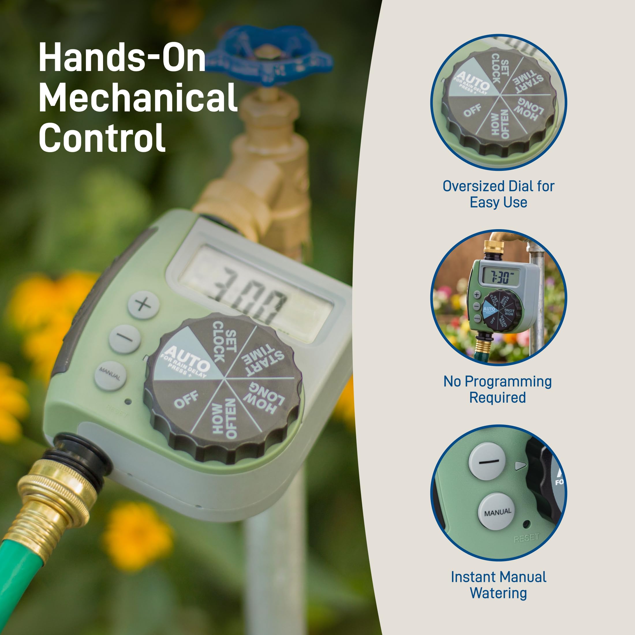 Orbit connected to sprinkler showing automated watering convenience