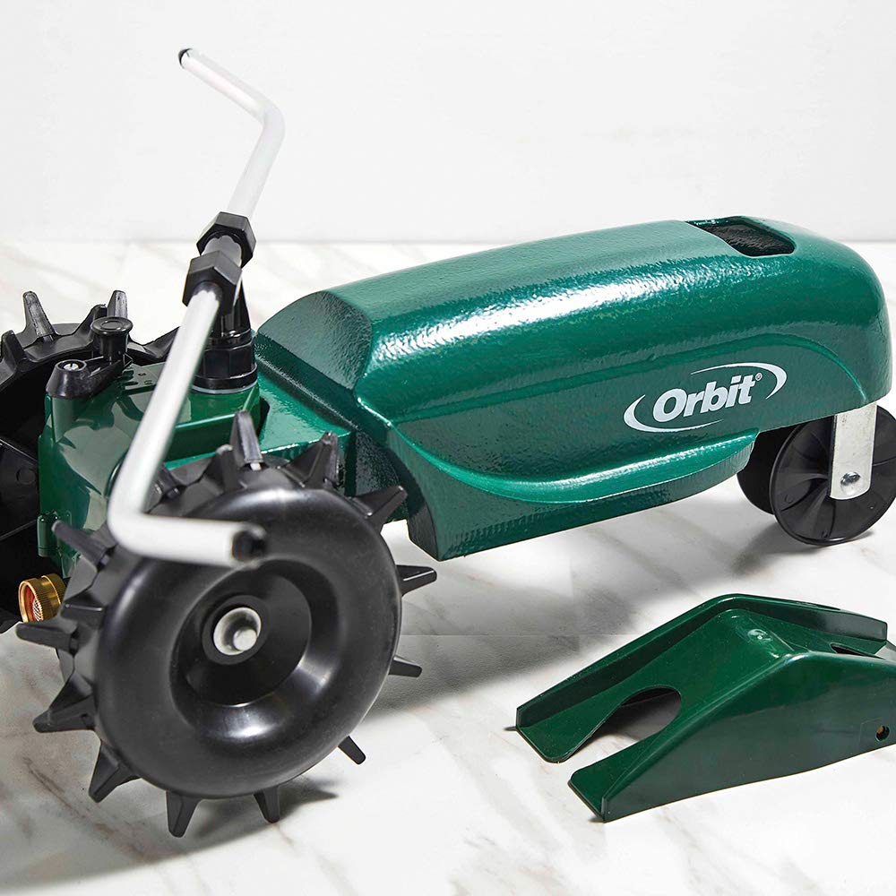 Orbit side profile illustrating sturdy cast-iron body and wheelbase for durability